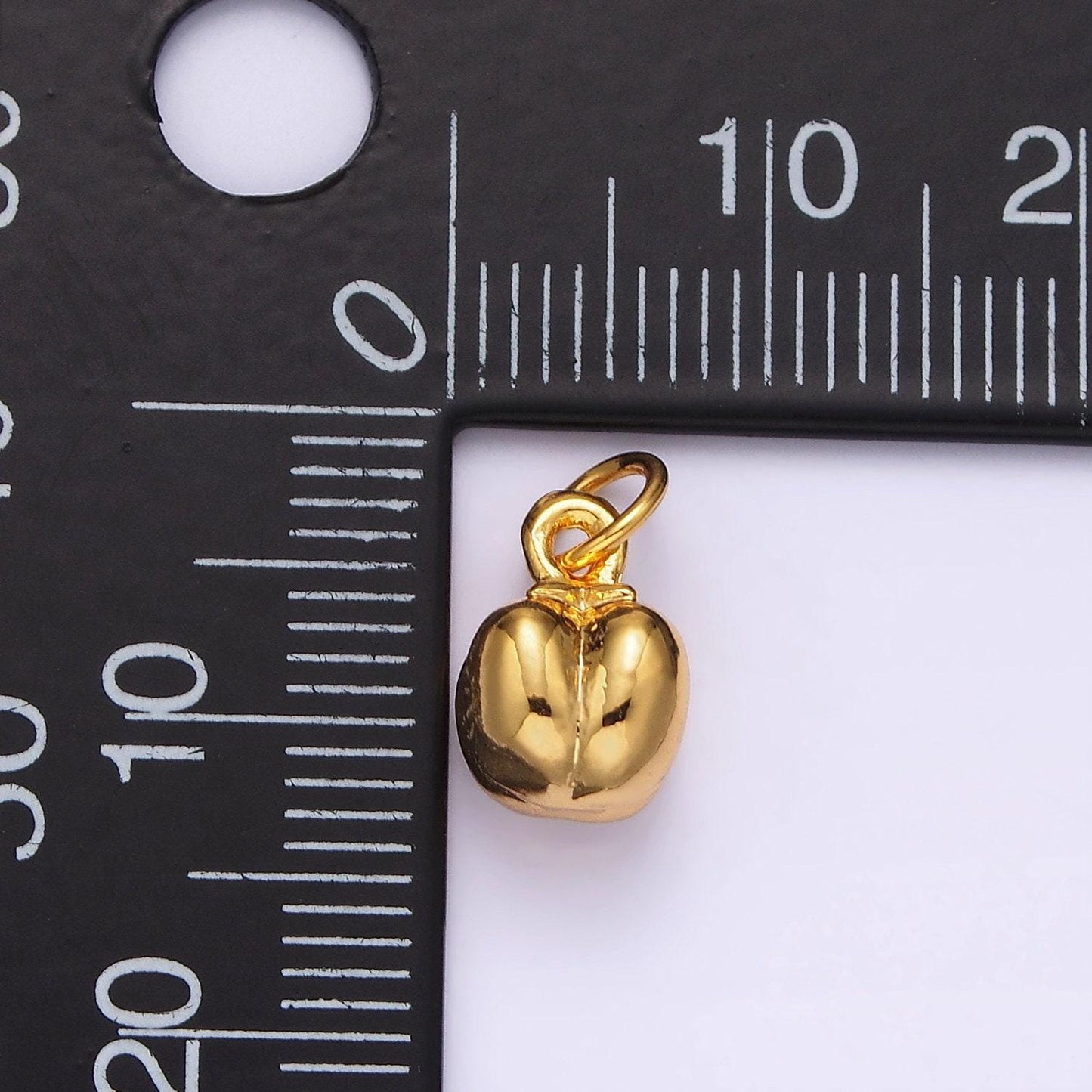 Gold bell pepper fruit puffed minimalist add-on charm fruit food pendant jewelry inspired | ag404