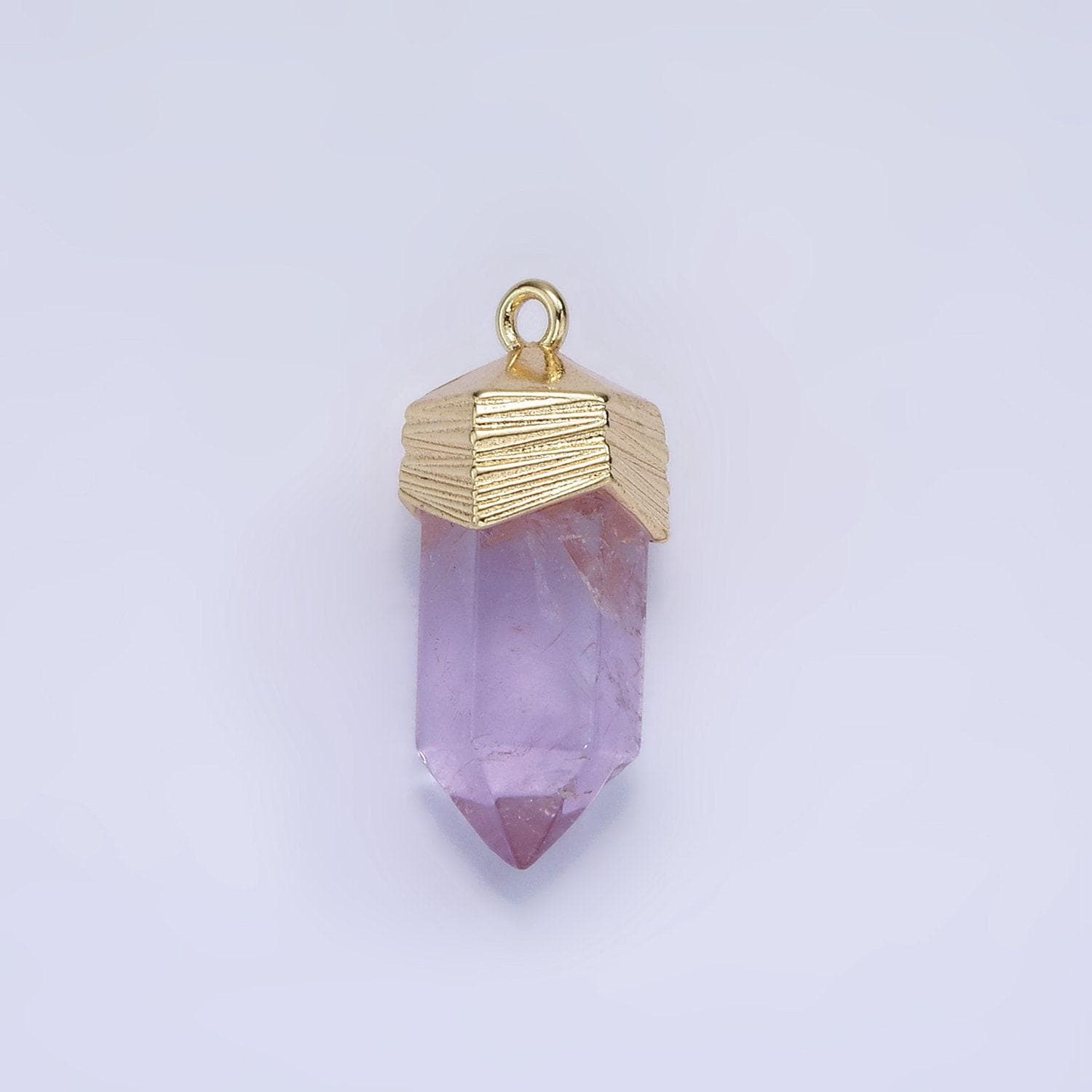 Dainty pendulum gemstone pointed pendant stone crystal, amethyst, quartz, onyx , amazonite, teal gold plated ag343