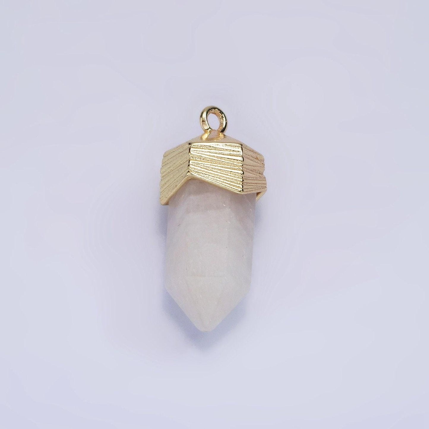 Dainty pendulum gemstone pointed pendant stone crystal, amethyst, quartz, onyx , amazonite, teal gold plated ag343