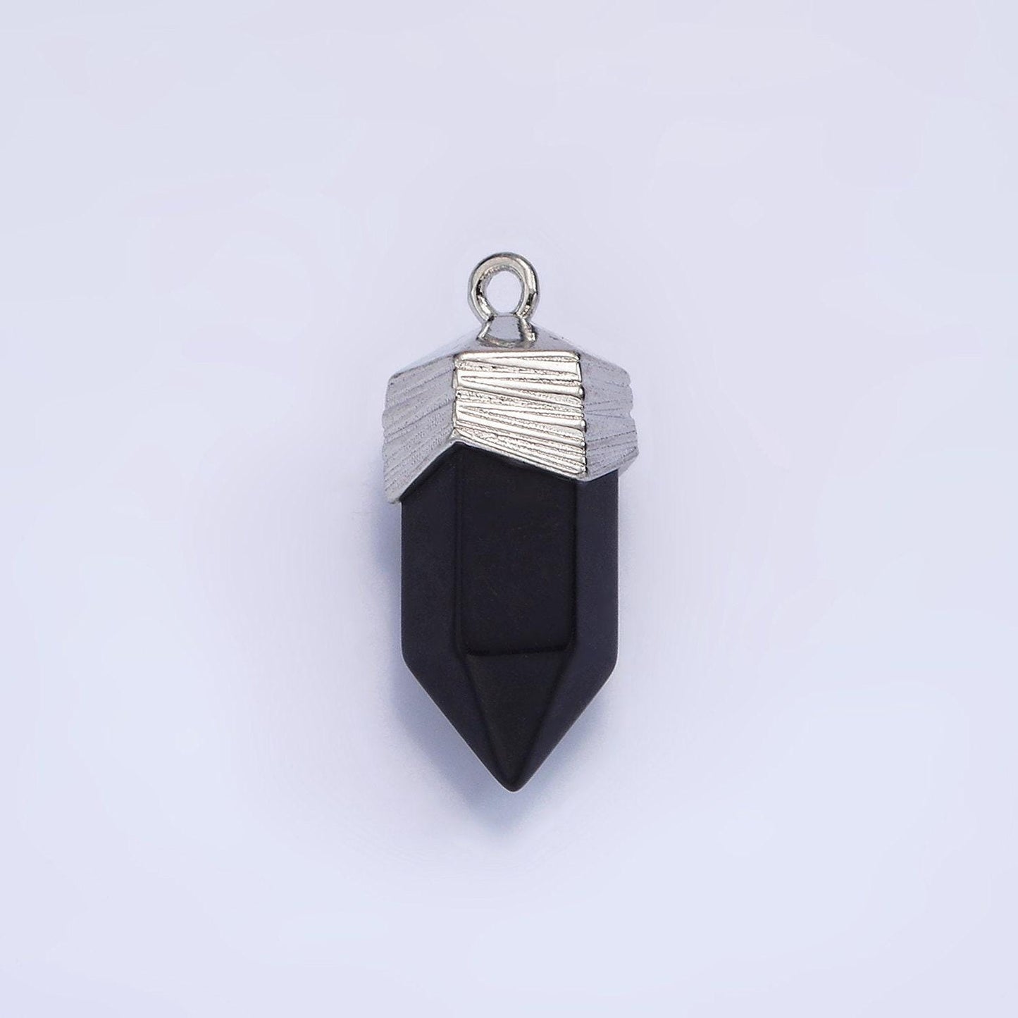 Dainty pendulum gemstone pointed pendant stone crystal, amethyst, quartz, onyx , amazonite, silver plated ag342