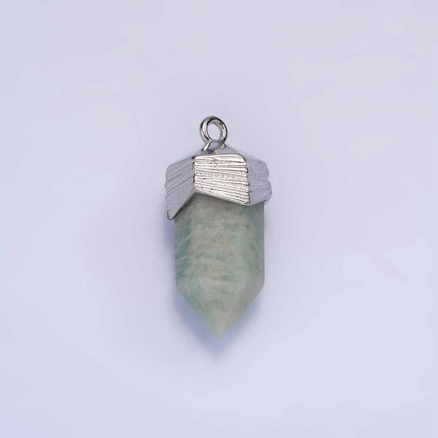 Dainty pendulum gemstone pointed pendant stone crystal, amethyst, quartz, onyx , amazonite, silver plated ag342