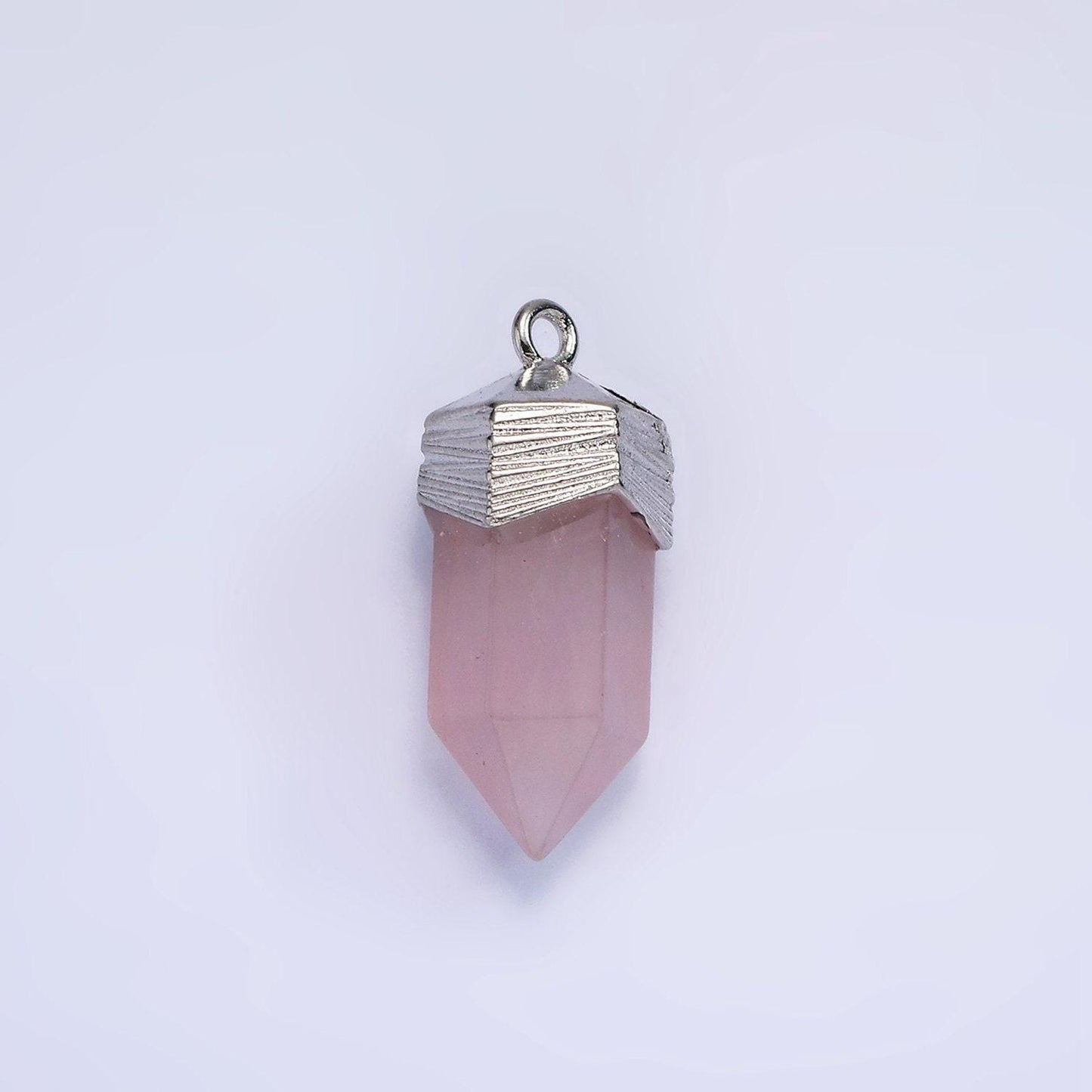 Dainty pendulum gemstone pointed pendant stone crystal, amethyst, quartz, onyx , amazonite, silver plated ag342