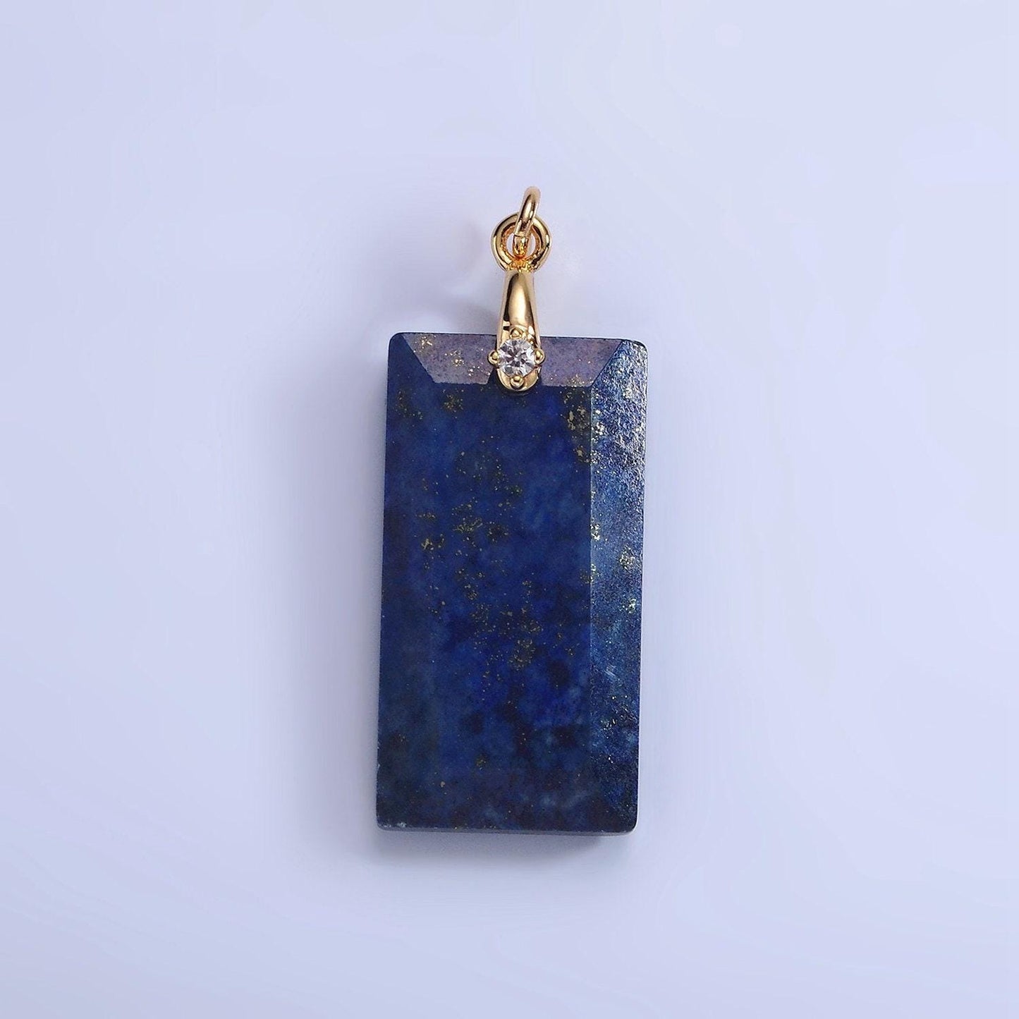 Dainty natural gemstone howlite amethyst rose quartz onyx tax rectangle charm cz bail pendant | ag288 - ag293