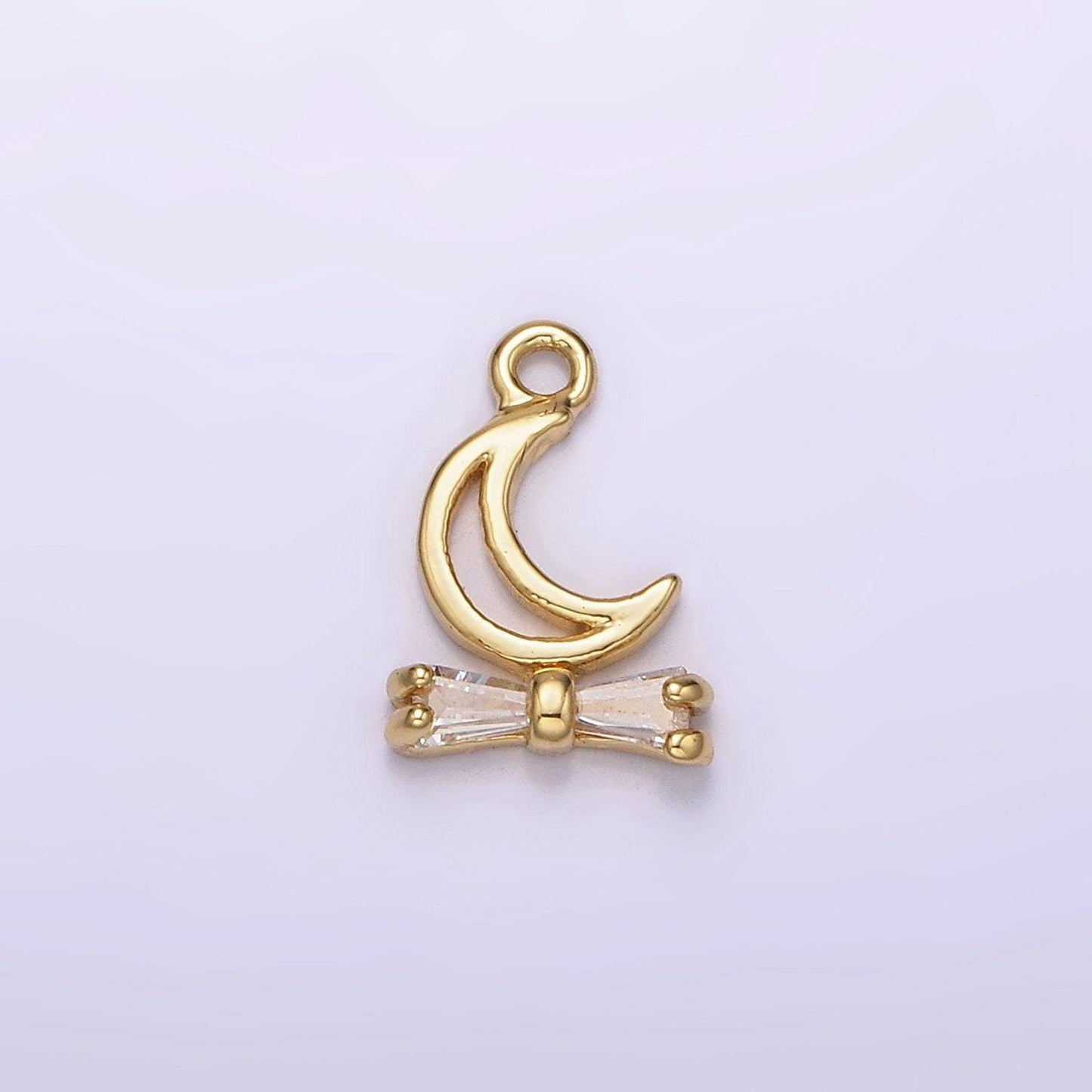 14k gold filled micro pave moon charm, blue opal crescent moon pendant charm, charm, for diy necklace bracelet earring ag273