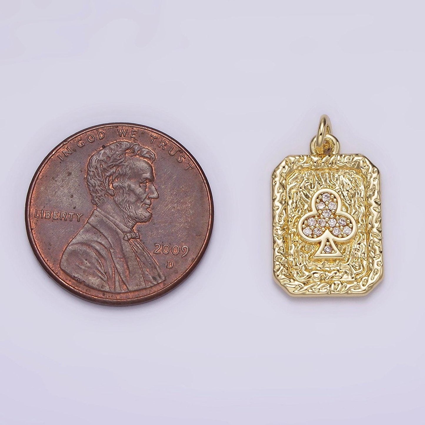 14k gold filled club card micro paved cz rustic rectangular tag charm pendant | ag272