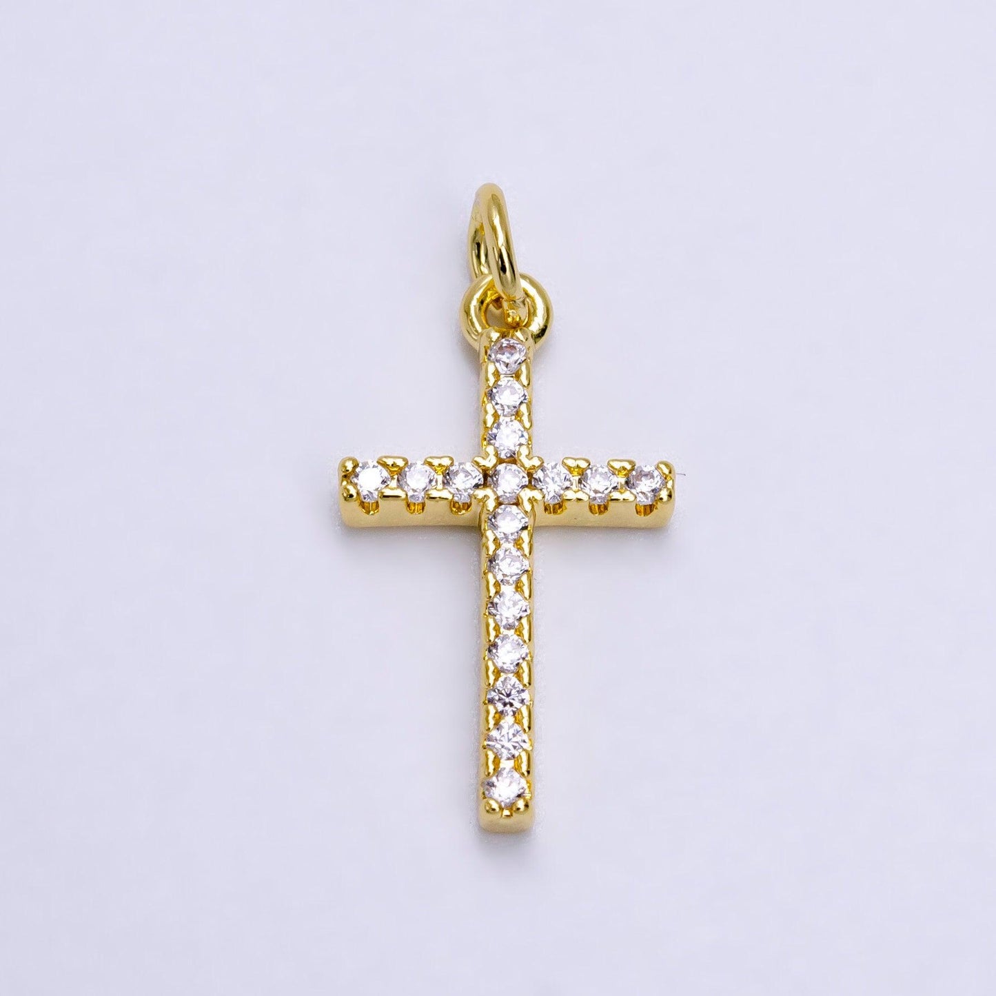 Dainty cross pendant , minimalist religious gold cross charm add on charm cubic zirconia for religious necklace earring supply ag271