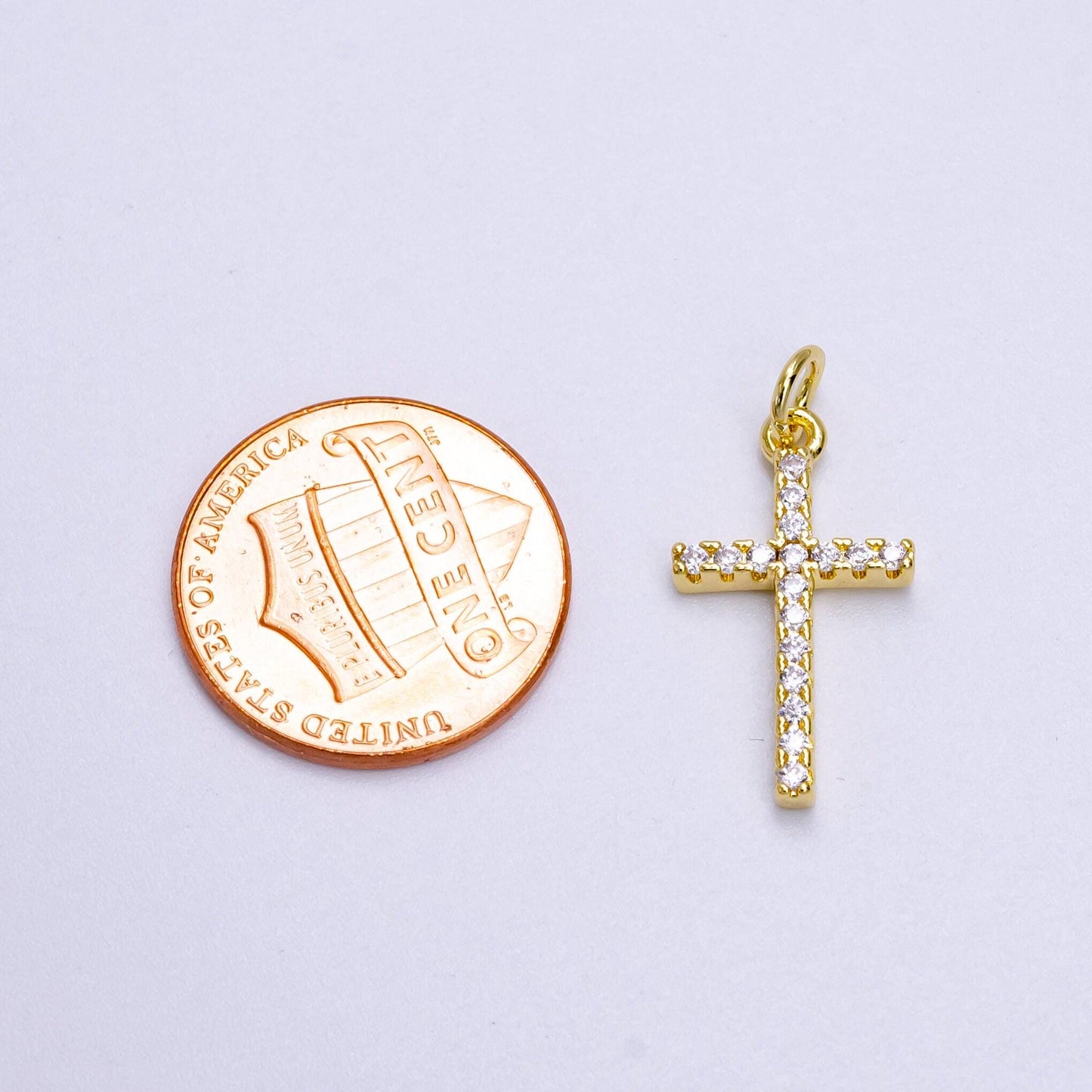 Dainty cross pendant , minimalist religious gold cross charm add on charm cubic zirconia for religious necklace earring supply ag271