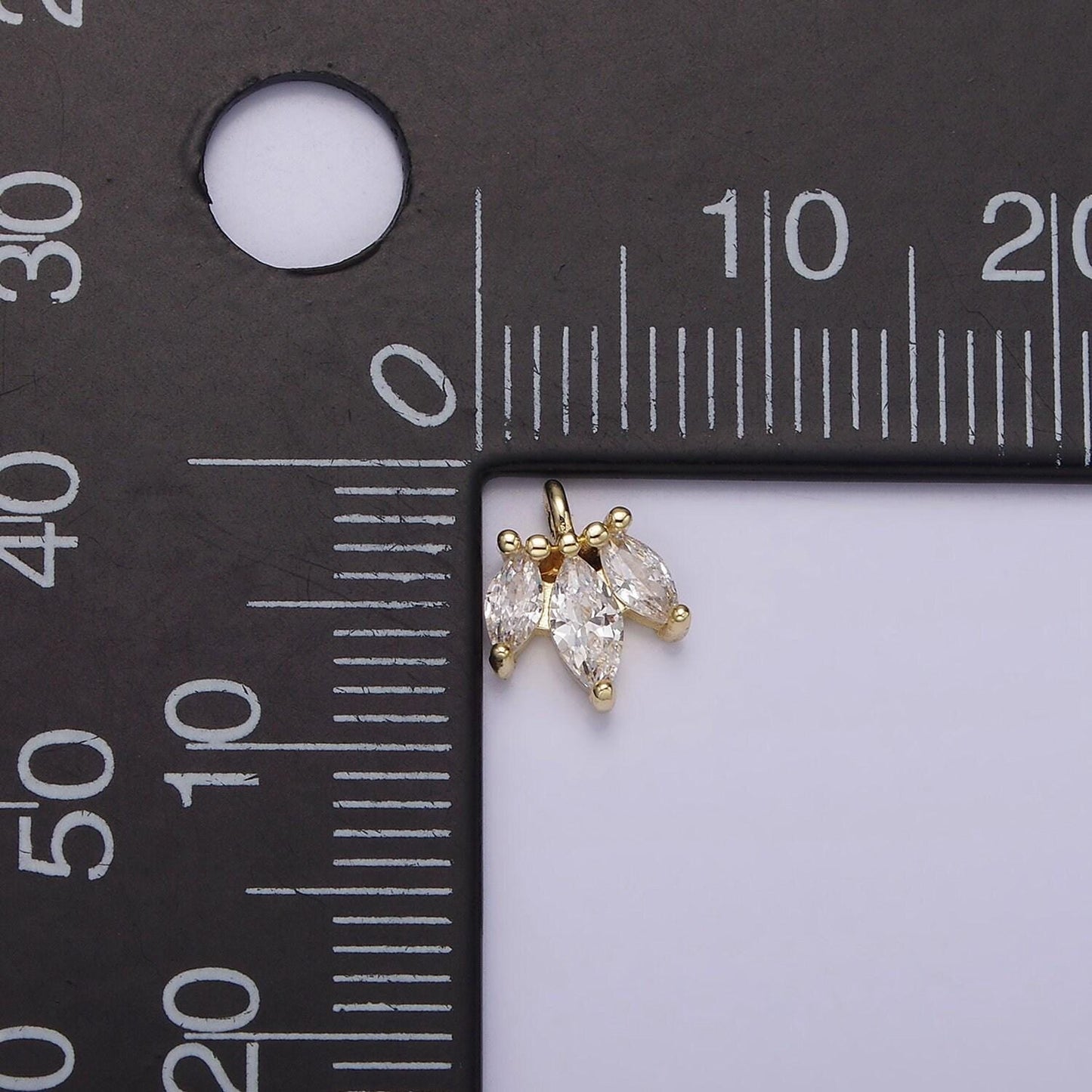 14k gold filled triple clear marquise mini charm | ag233