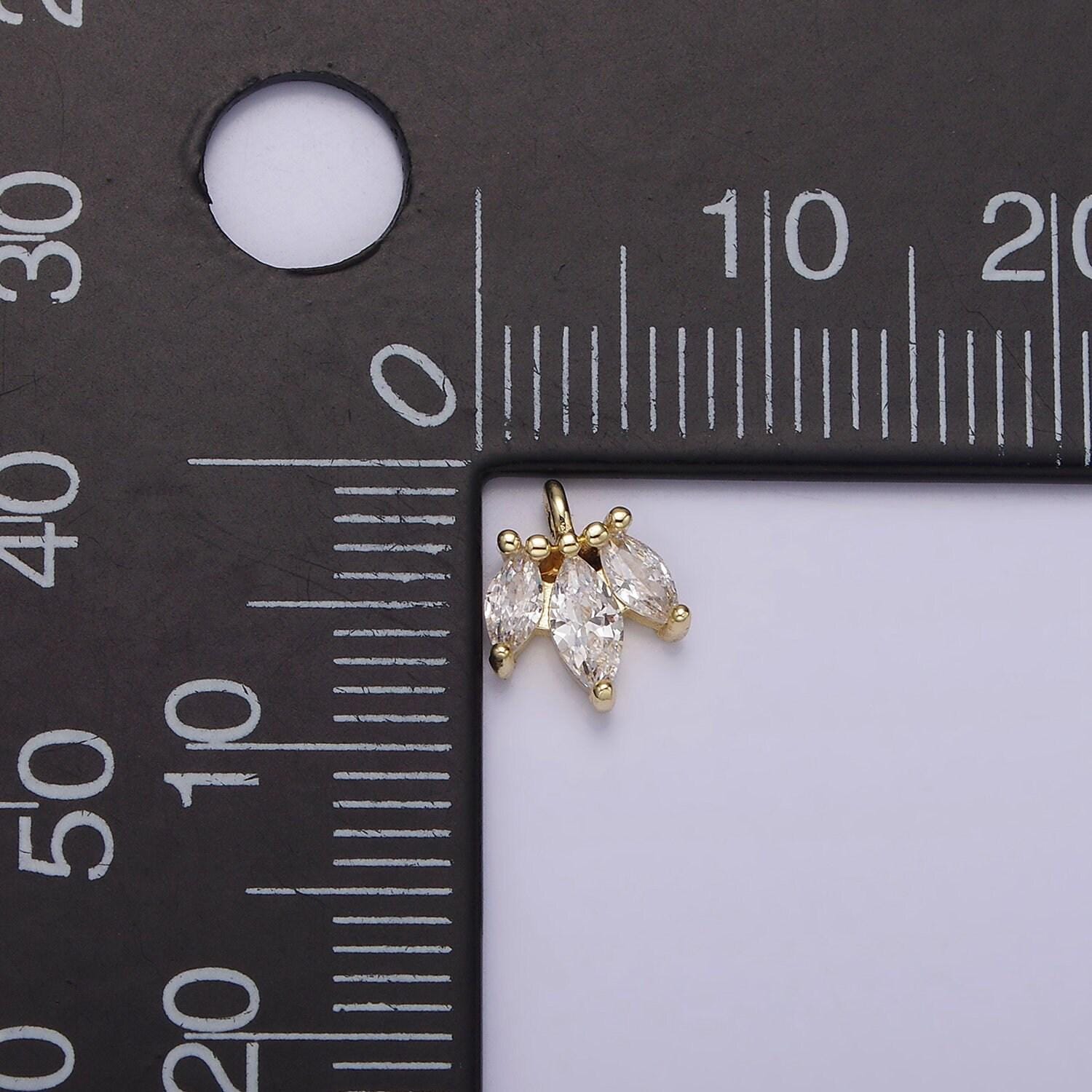 14k gold filled triple clear marquise mini charm | ag233