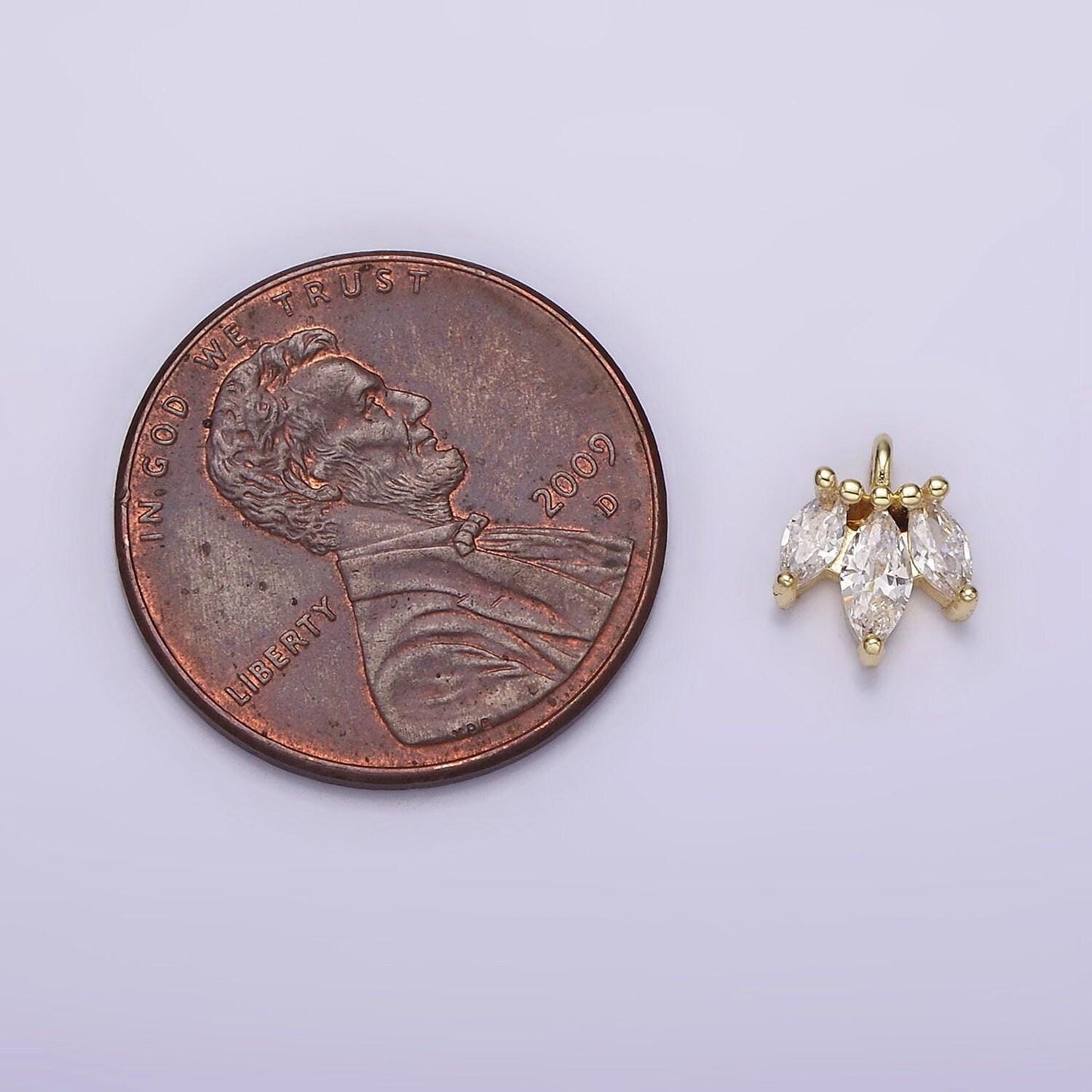 14k gold filled triple clear marquise mini charm | ag233