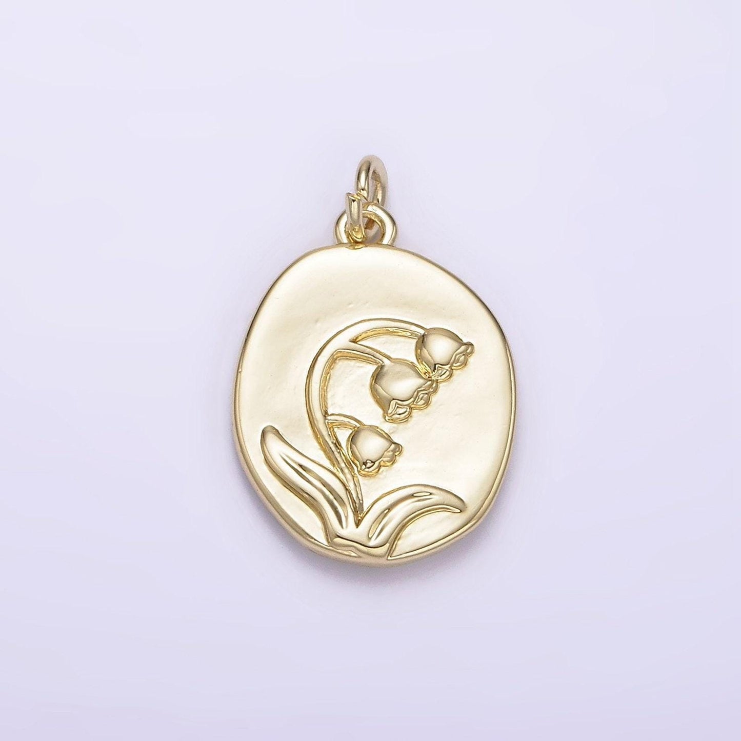 14k gold filled snowdrop january birth flower hammered stamped personalized double sided charm | ag227