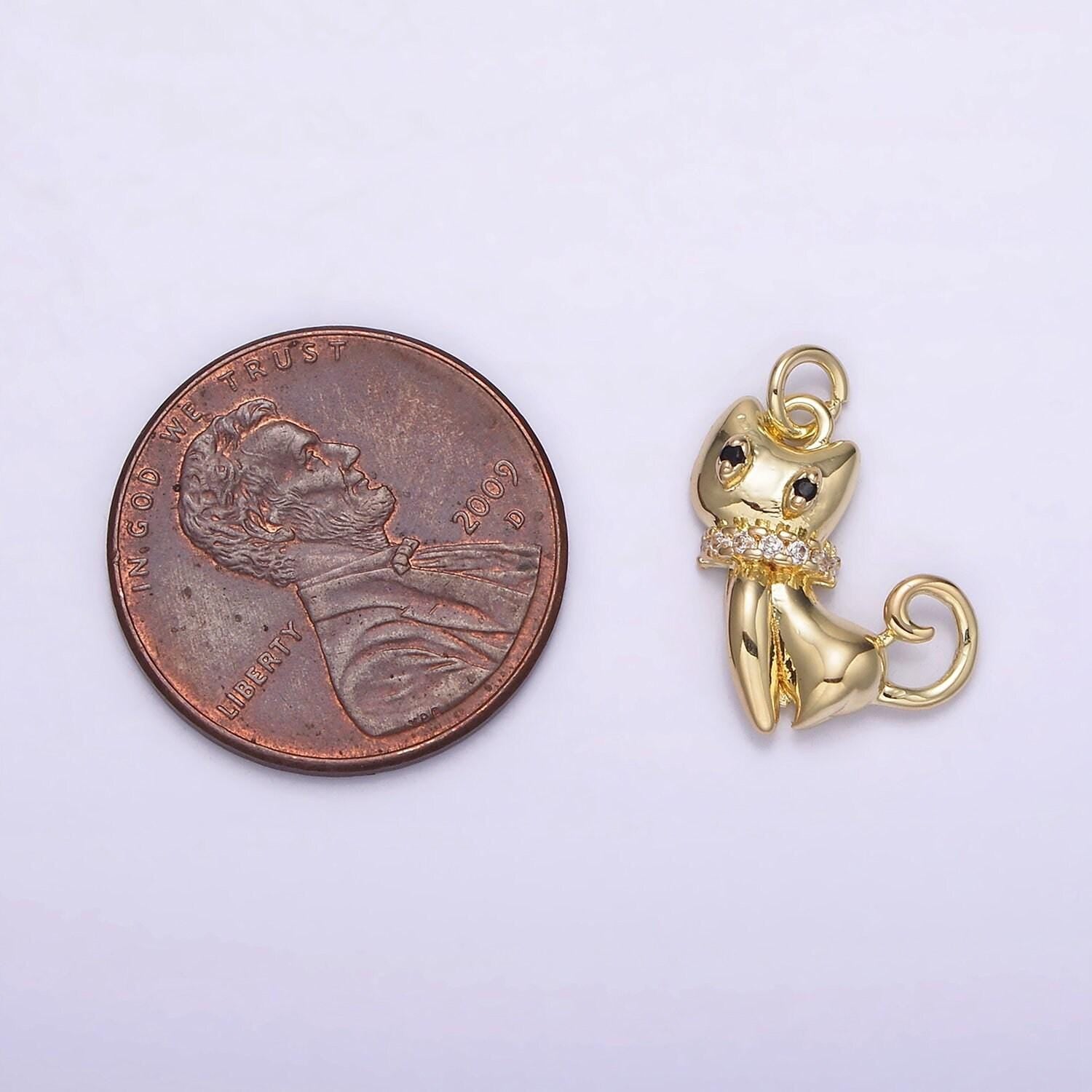 Small cat charm mini kitten charm pendant ag210
