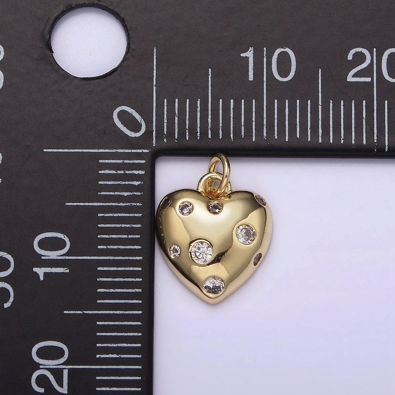 Gold heart charm, cz dots bubble charm pendant tiny heart charm 14k gold filled ag-208