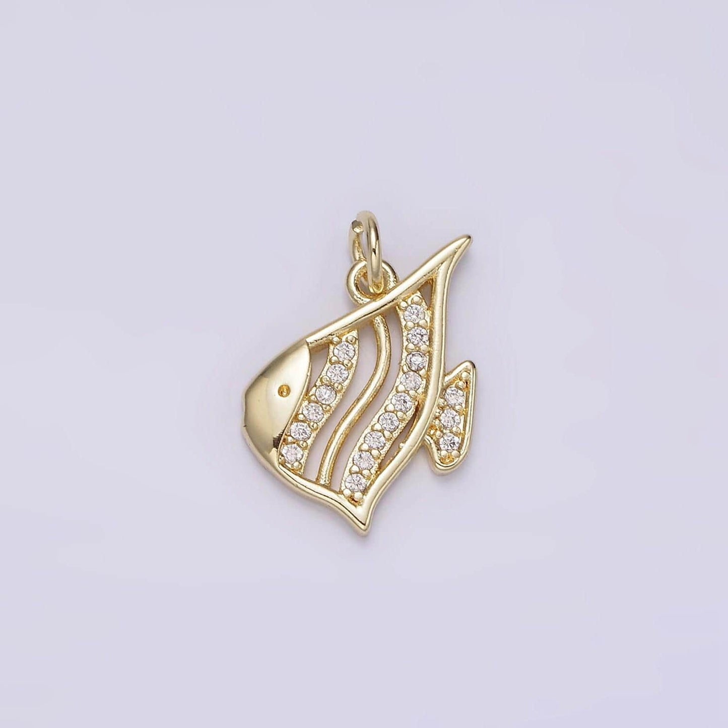 14k gold filled angel fish finding memphis 15mm micro paved cz moorish idol open charm deep sea | ag191