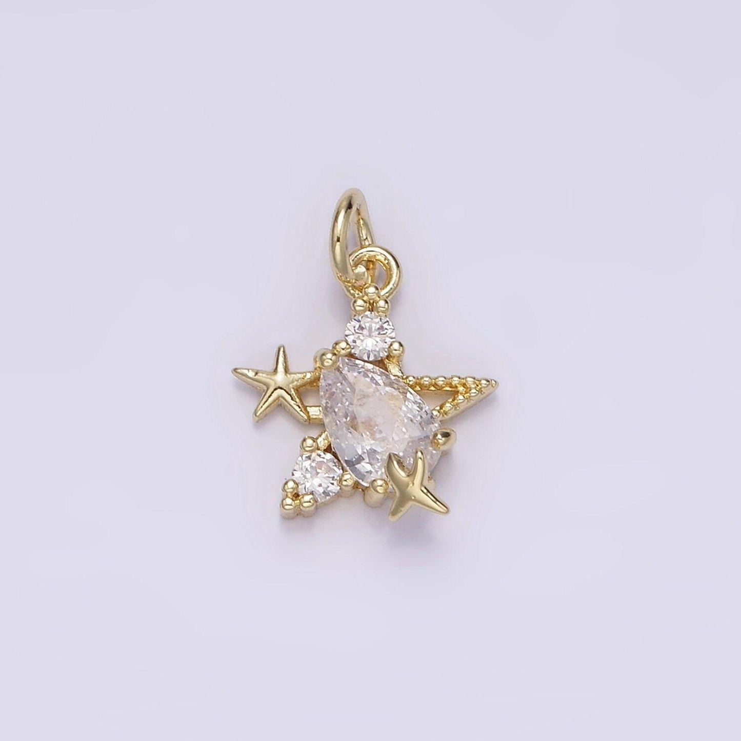 14k gold filled clear teardrop cz celestial star fish add-on charm | ag185