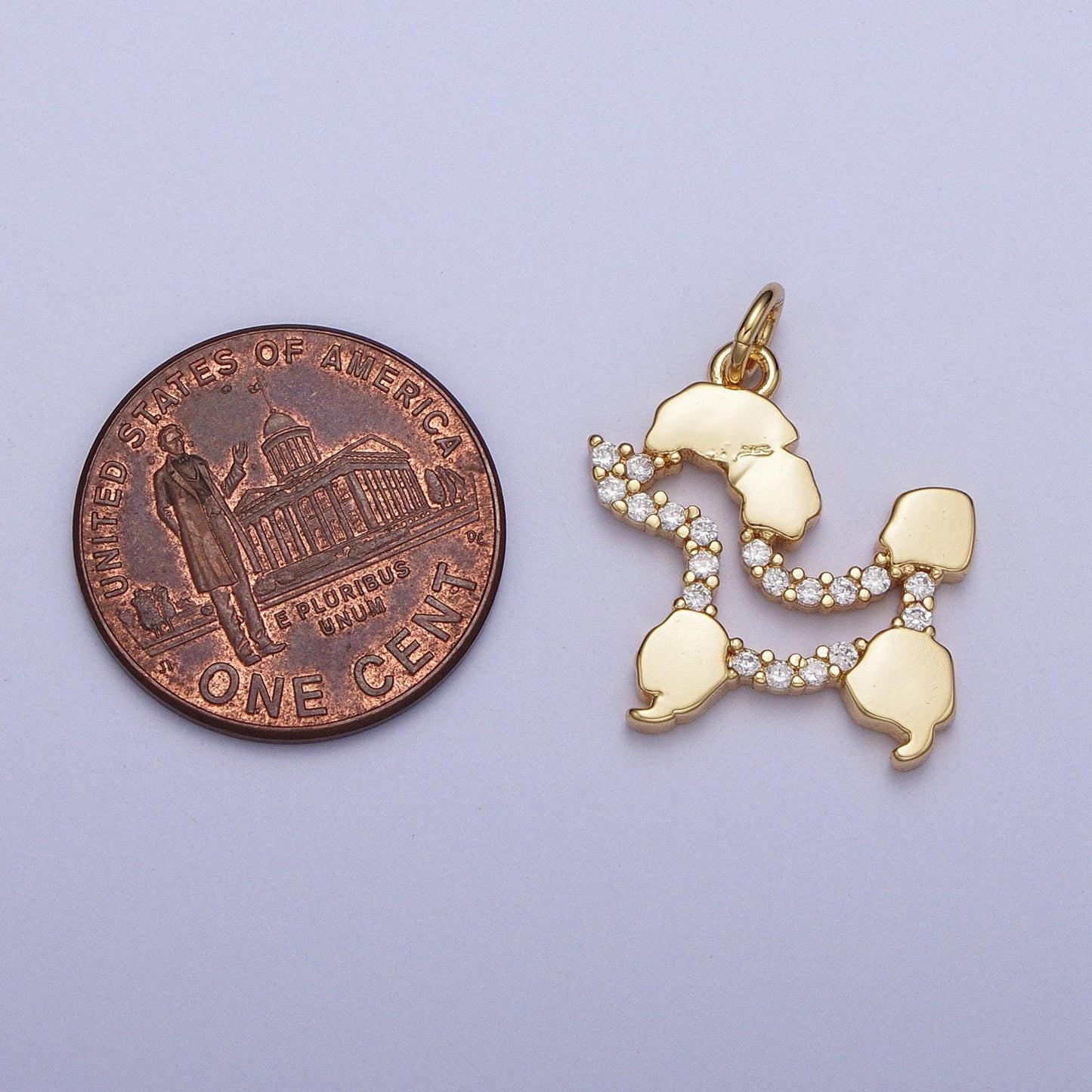 24k gold filled tiny poodle dog micro paved cubic zirconia outline charm for jewelry making ag134