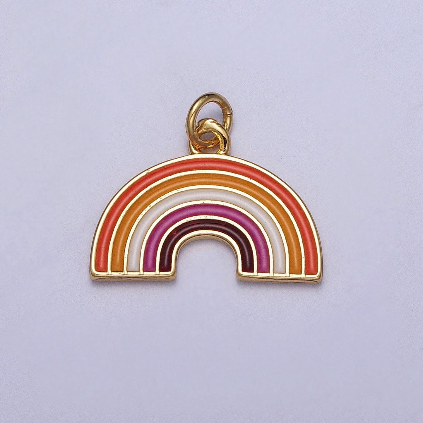 Lesbian pride community rainbow charm, dainty 24k gold filled lgbtqia+ lesbian pride flag rainbow pendant | ag111