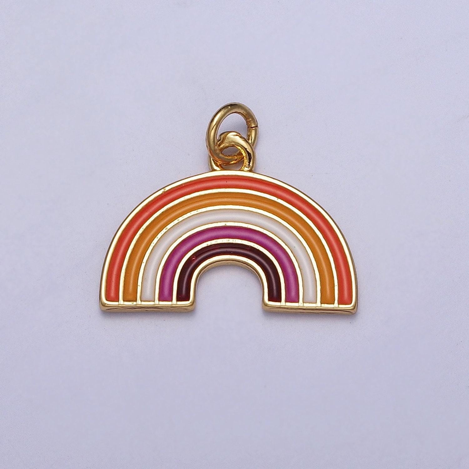 Lesbian pride community rainbow charm, dainty 24k gold filled lgbtqia+ lesbian pride flag rainbow pendant | ag111
