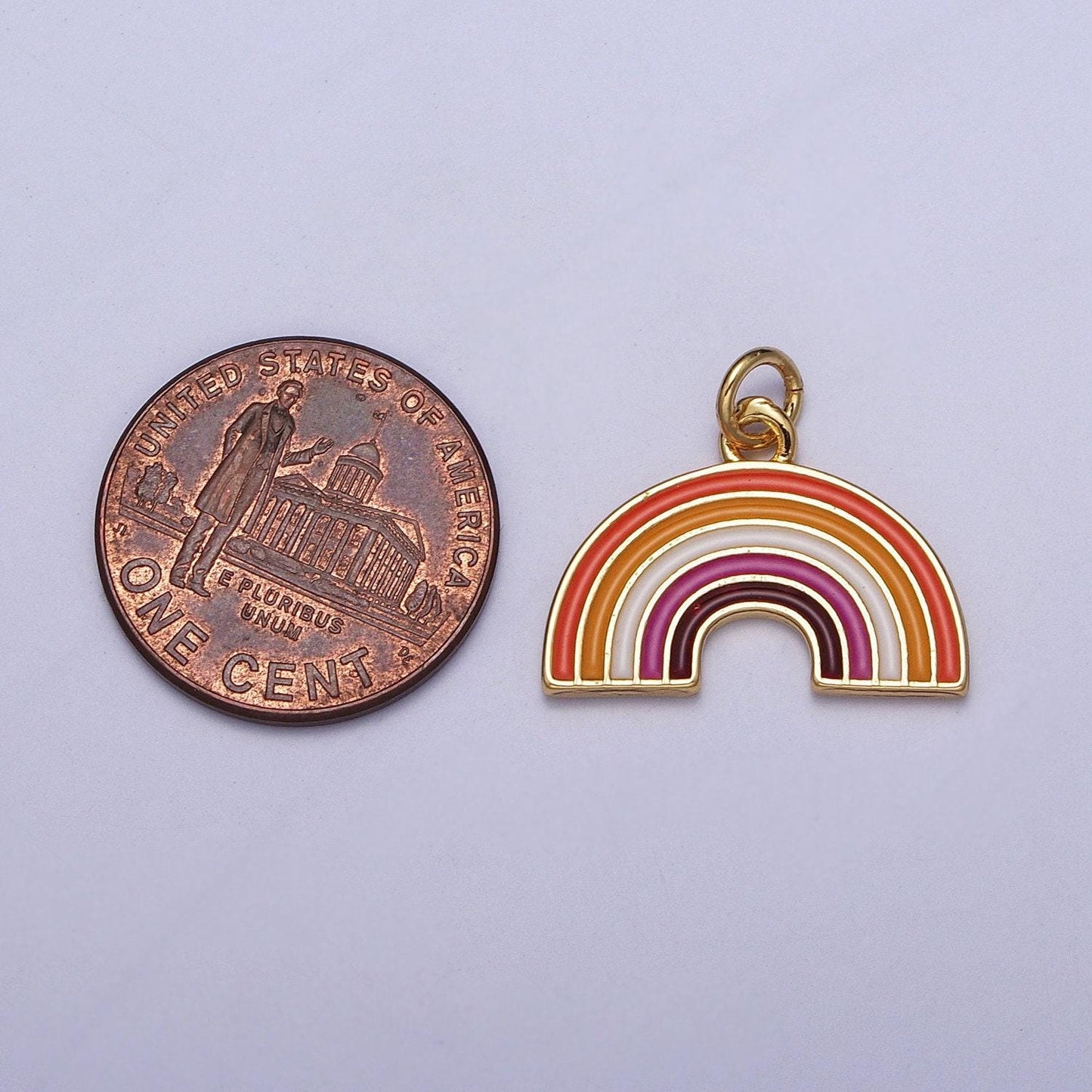 Lesbian pride community rainbow charm, dainty 24k gold filled lgbtqia+ lesbian pride flag rainbow pendant | ag111