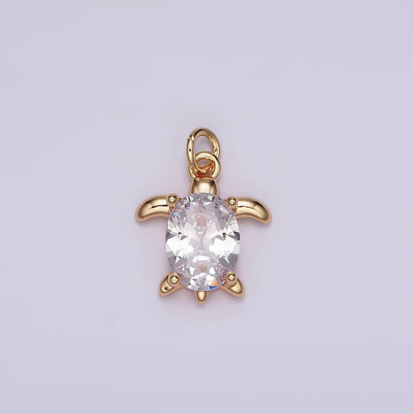 16k gold filled clear oval cz turtle animal add-on charm | ag101