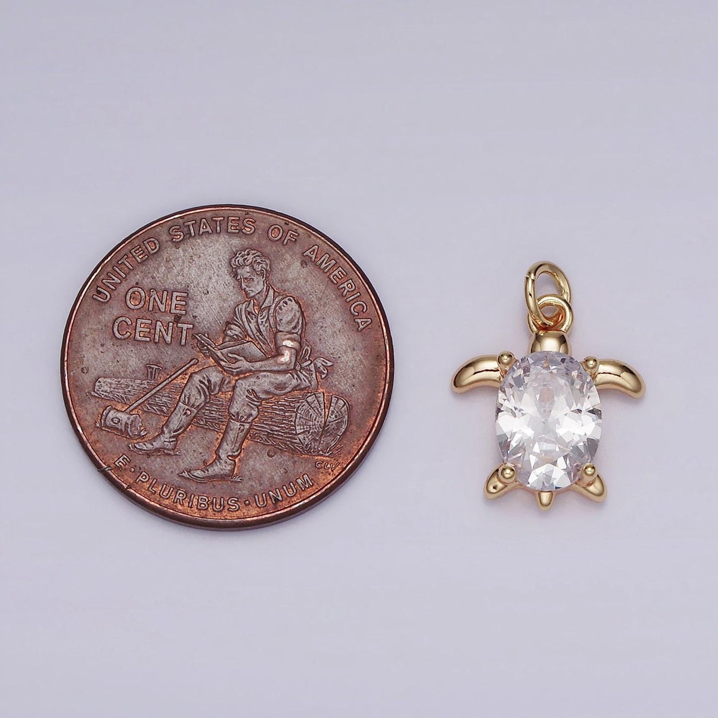 16k gold filled clear oval cz turtle animal add-on charm | ag101