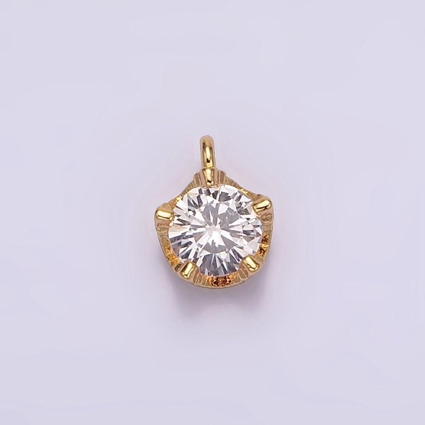 16k gold filled 5mm clear cubic zirconia minimalist round mini charm | ag099