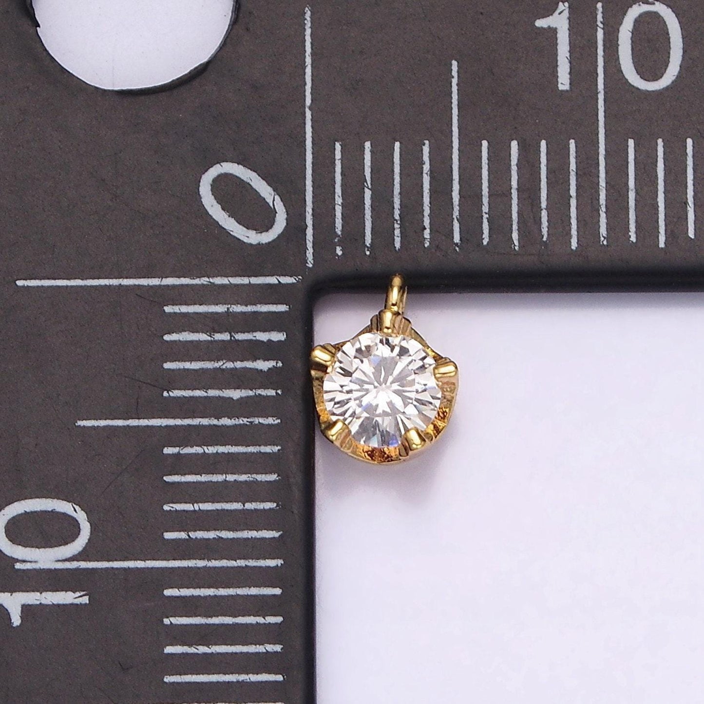 16k gold filled 5mm clear cubic zirconia minimalist round mini charm | ag099