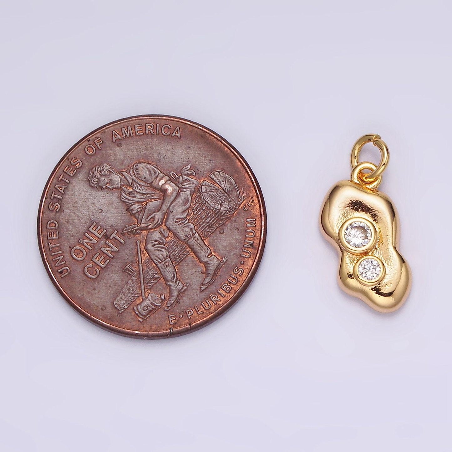 16k gold filled double clear cz dotted abstract charm | ag097