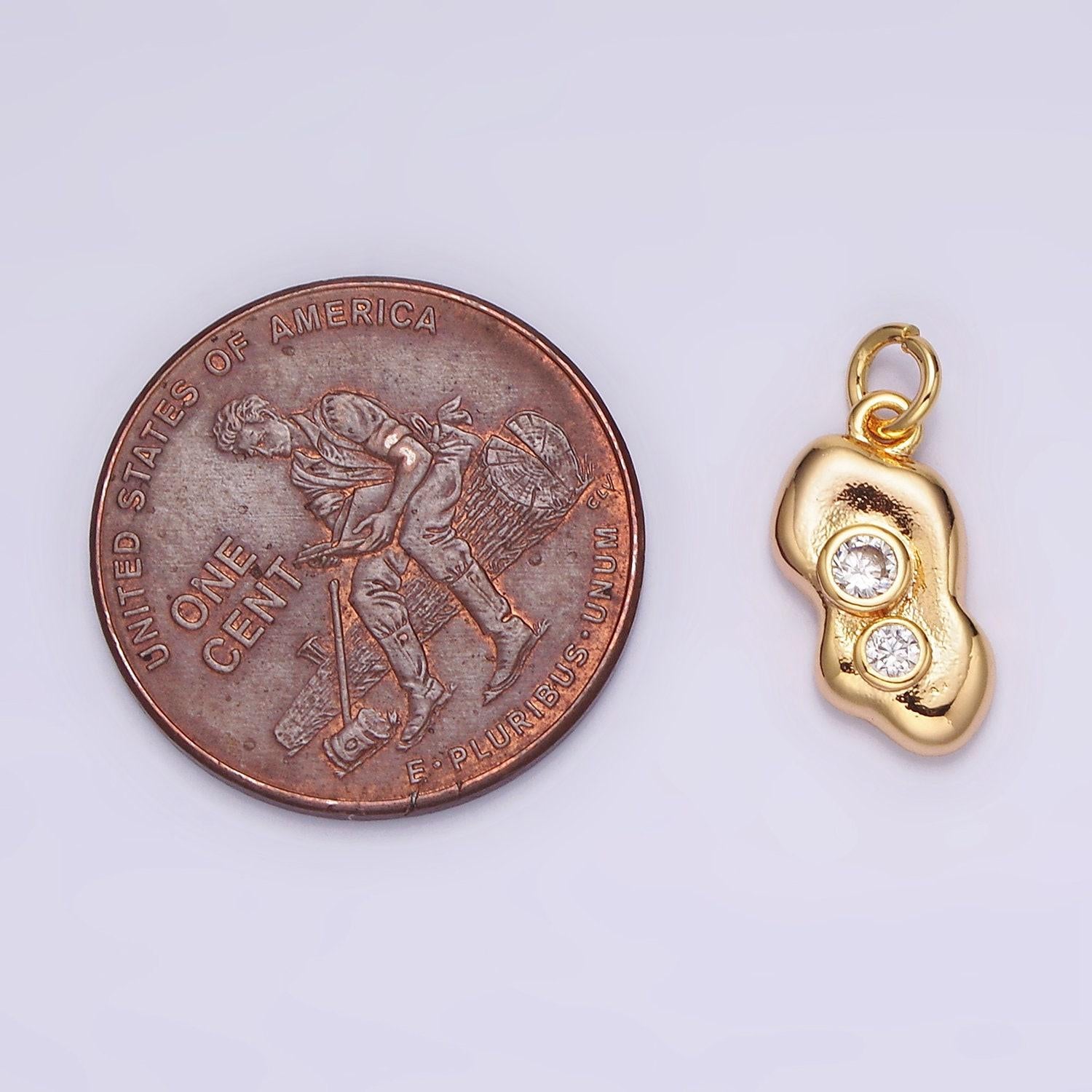 16k gold filled double clear cz dotted abstract charm | ag097