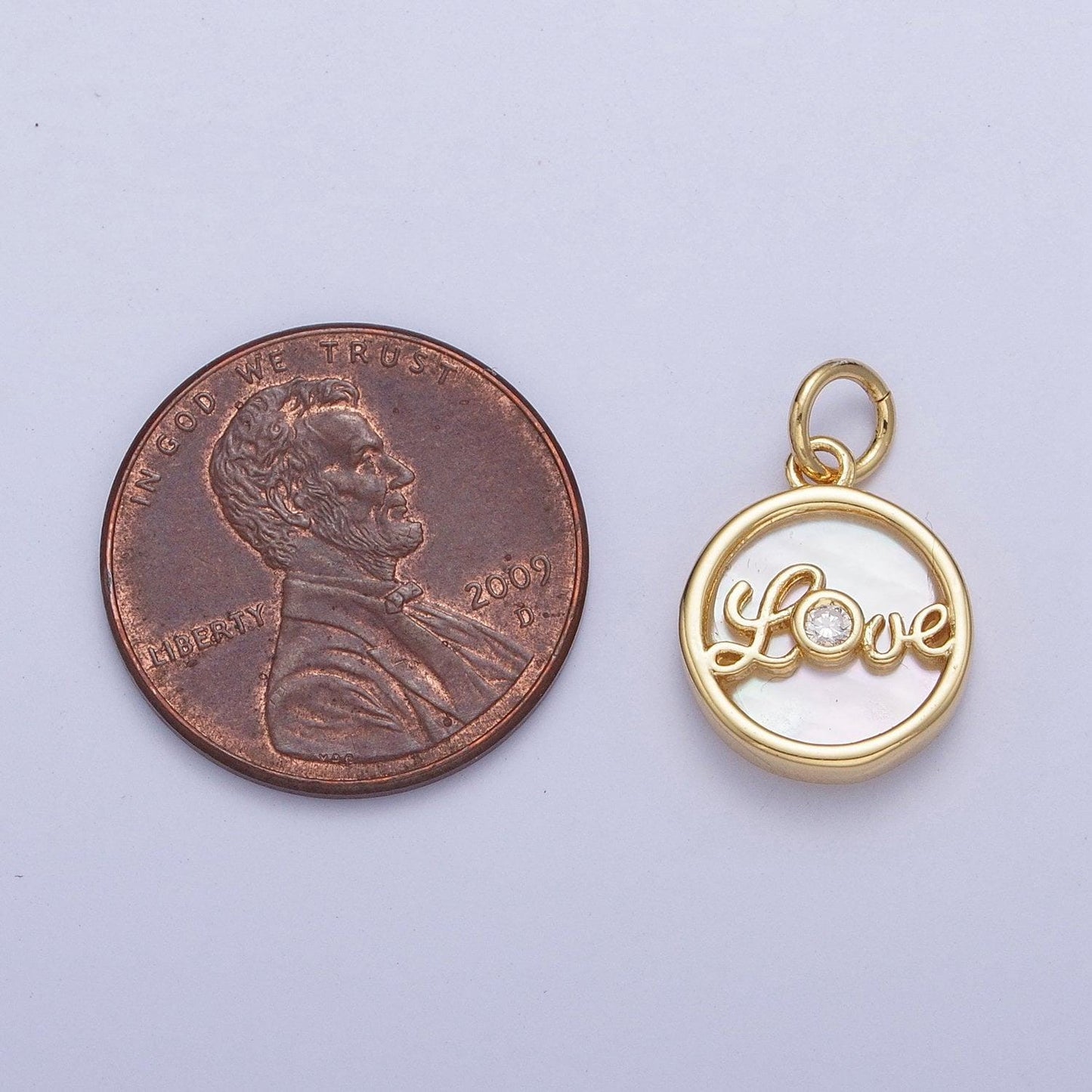 24k gold filled mini love cursive lettering in coin medallion charm, micro pave cz love heart medallion, add on love heart pendant | ag-074