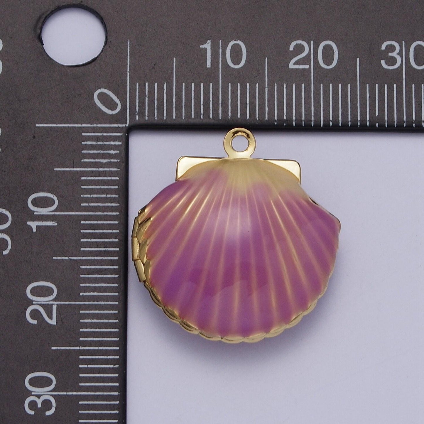 Dainty teal and magenta openable clam shell locket pendant, 24k gold plated enamel color seashell locket charm | ag028, ag029