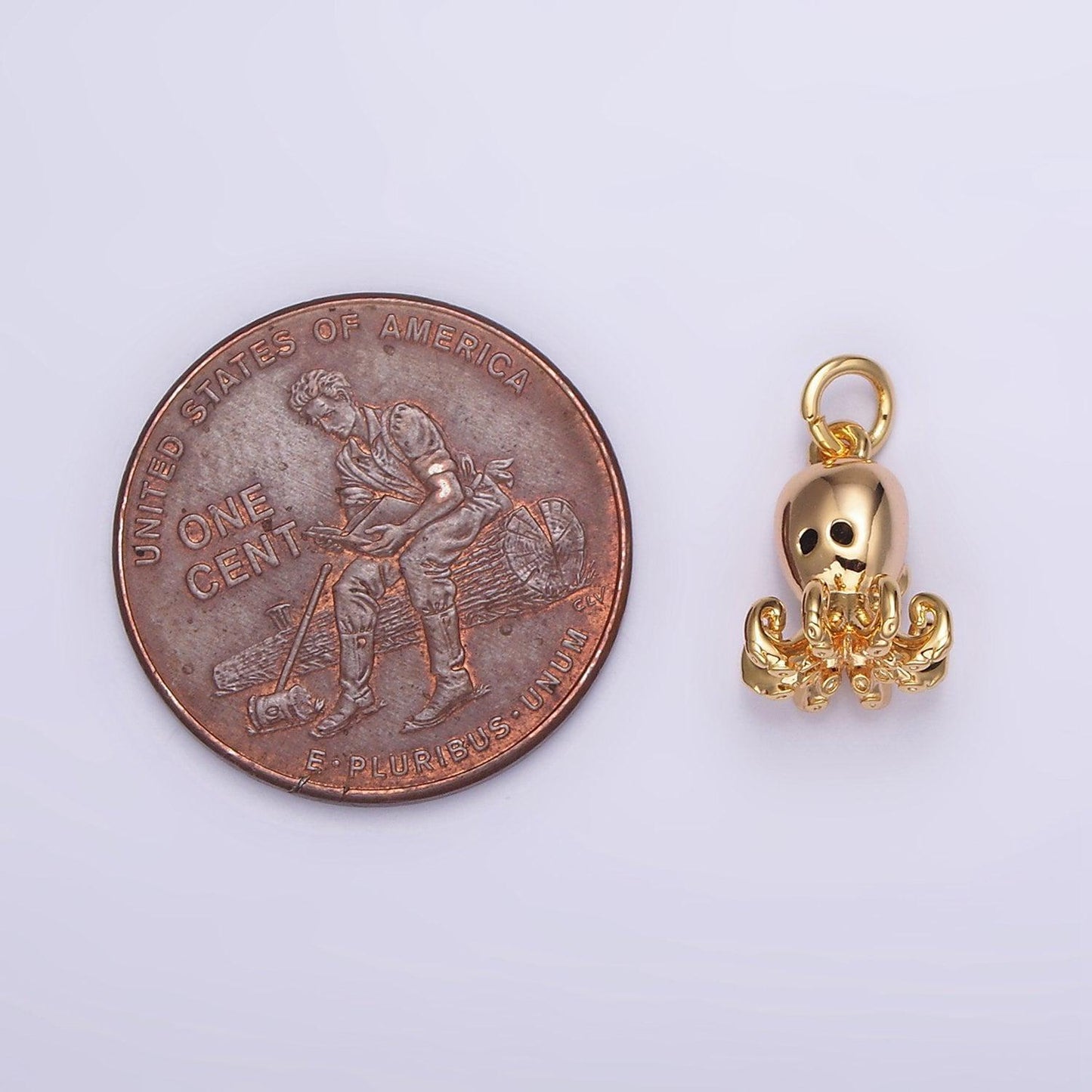 16k gold filled black-eyed cz octopus squid add-on charm | ag-011