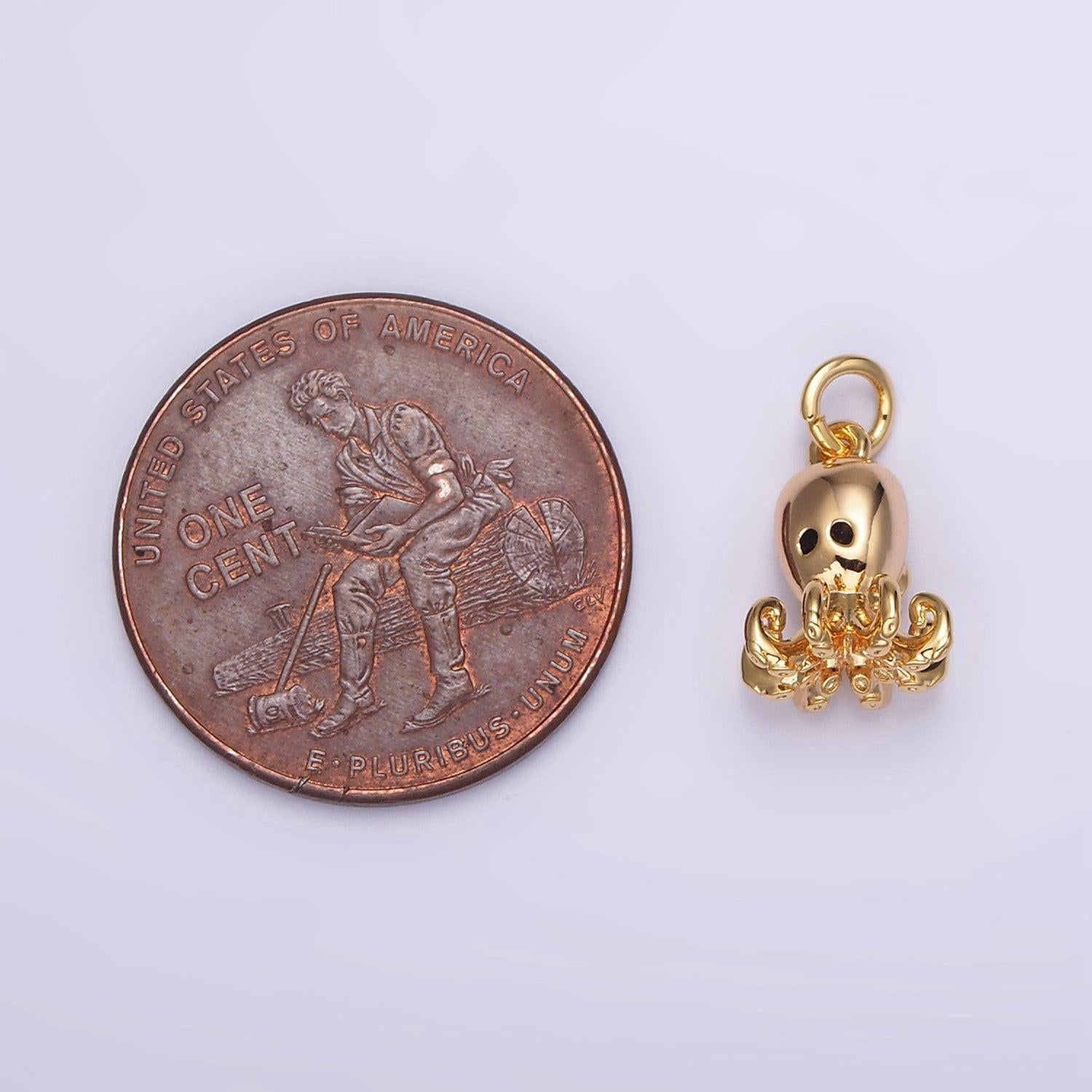 16k gold filled black-eyed cz octopus squid add-on charm | ag-011
