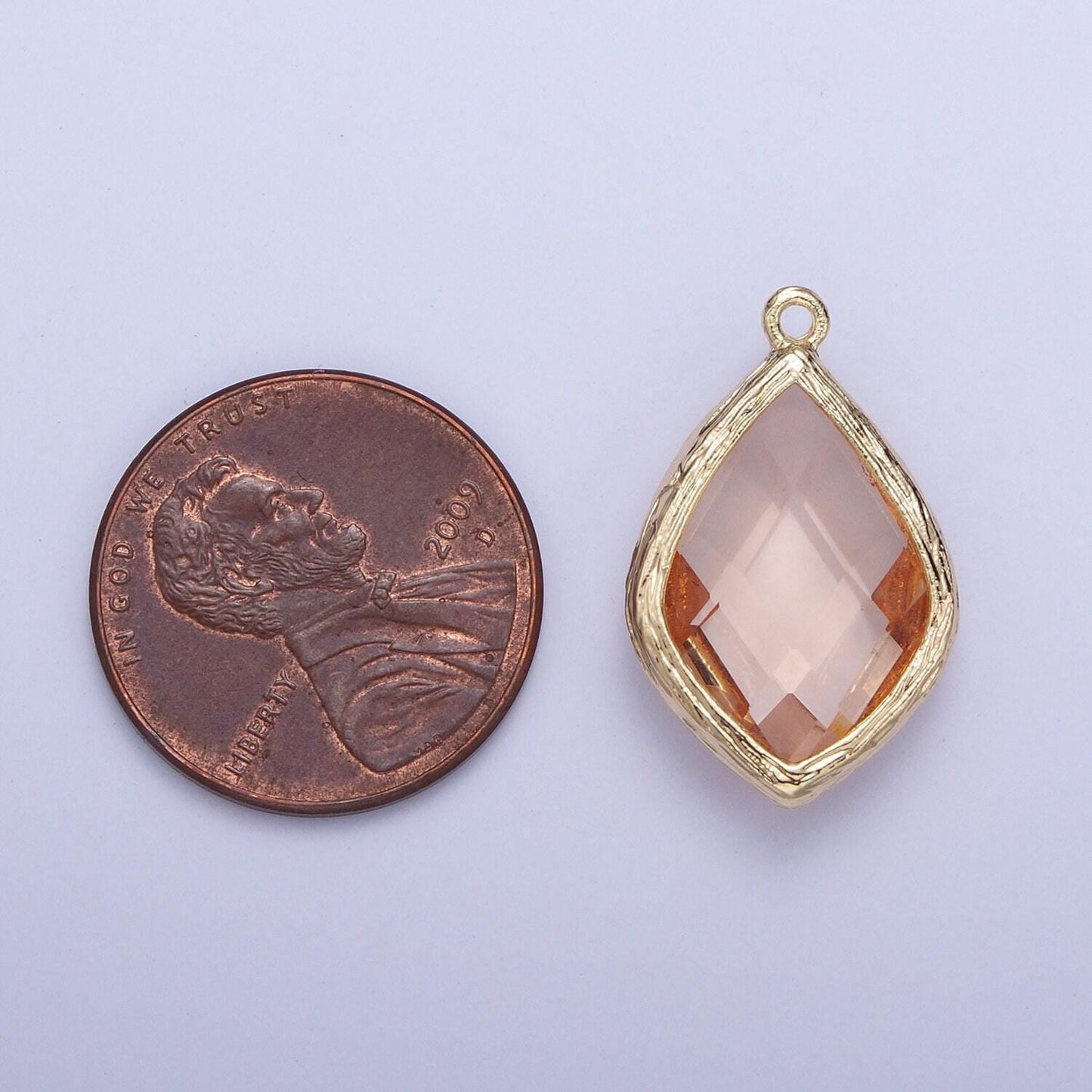 14k gold plated teardrop diamond peach milky white charm, cut clear pendant, gold charm for bracelet necklace jewelry | ag005, ag006