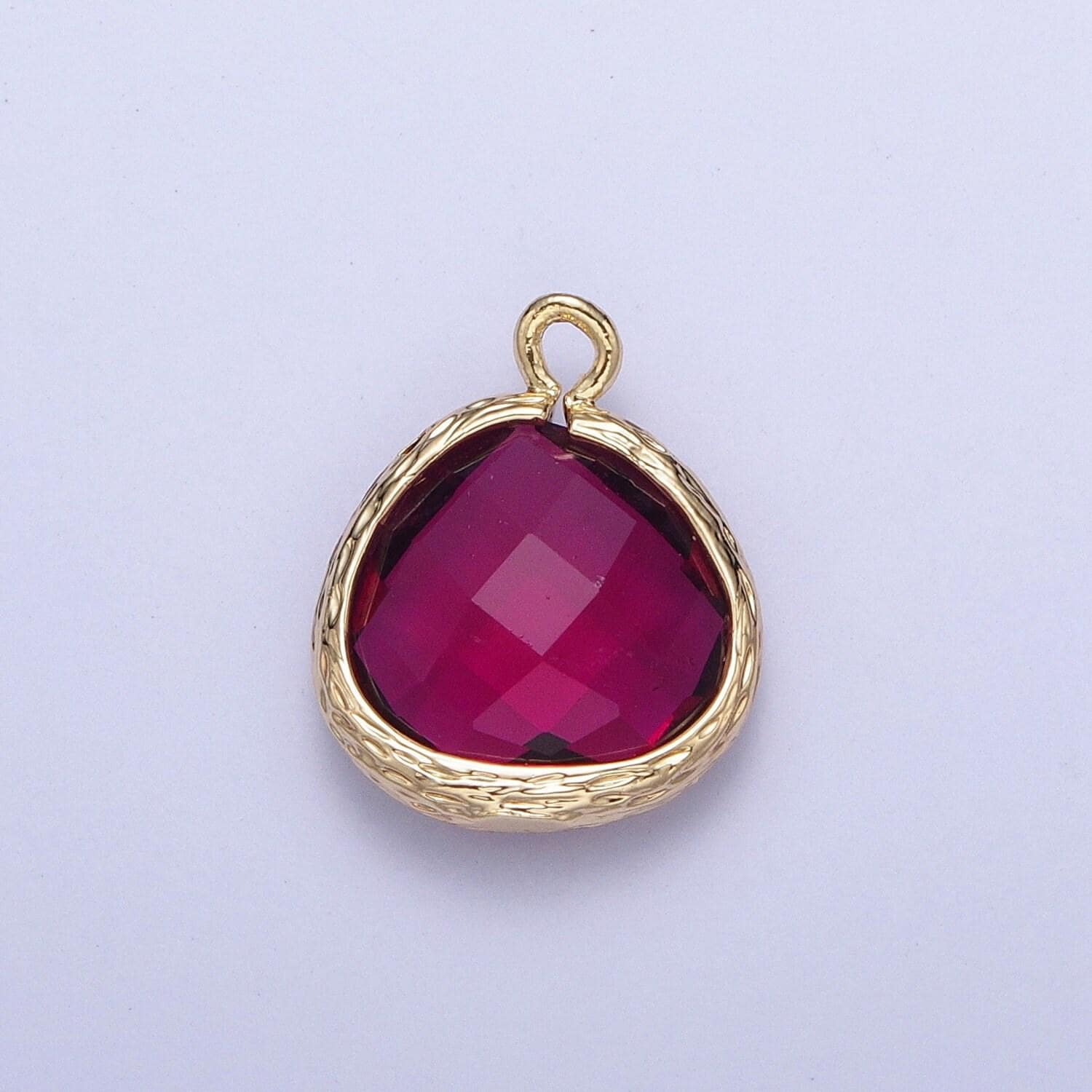 14k gold plated teardrop emerald green fuchsia charm, teardrop cut clear pendant, gold charm for bracelet necklace jewelry | ag001, ag002