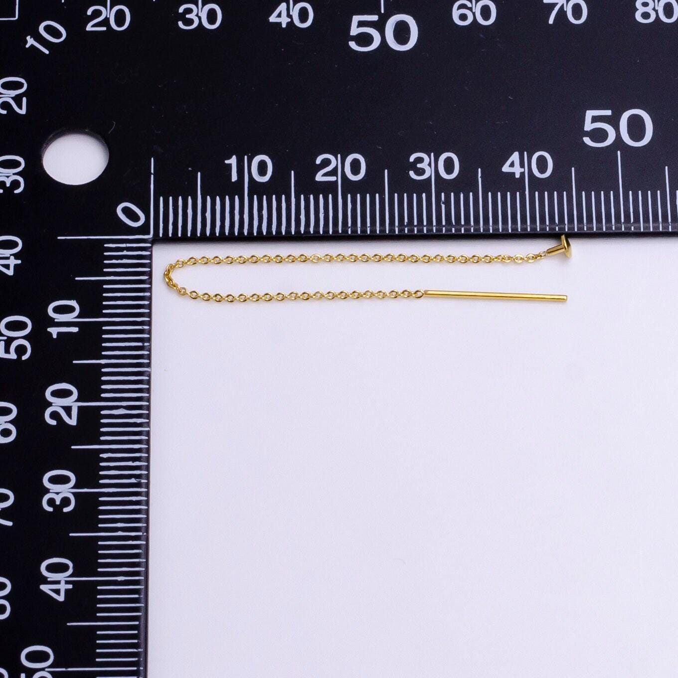 Dainty ear thread earrings 24k gold filled 3.5 inches cable rolo link chain long threader earring making supply | ae821