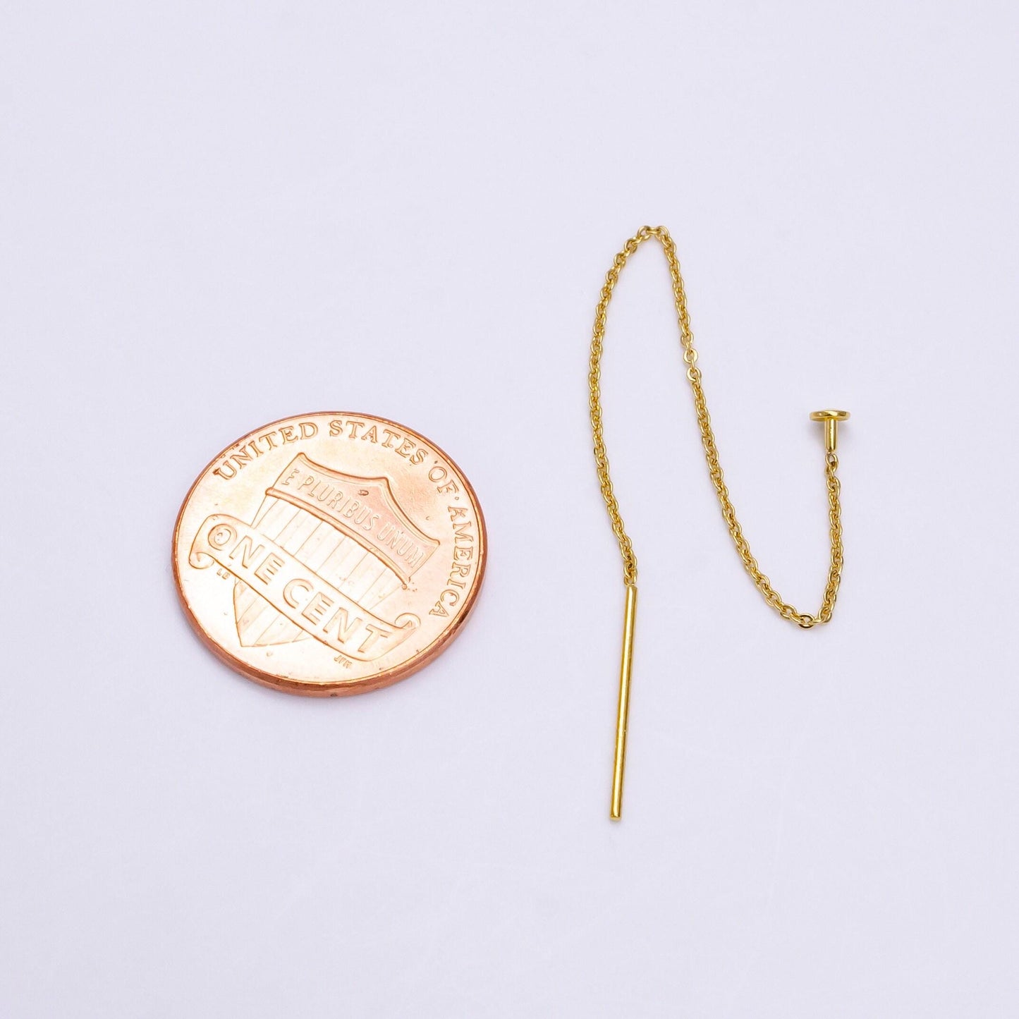 Dainty ear thread earrings 24k gold filled 3.5 inches cable rolo link chain long threader earring making supply | ae821