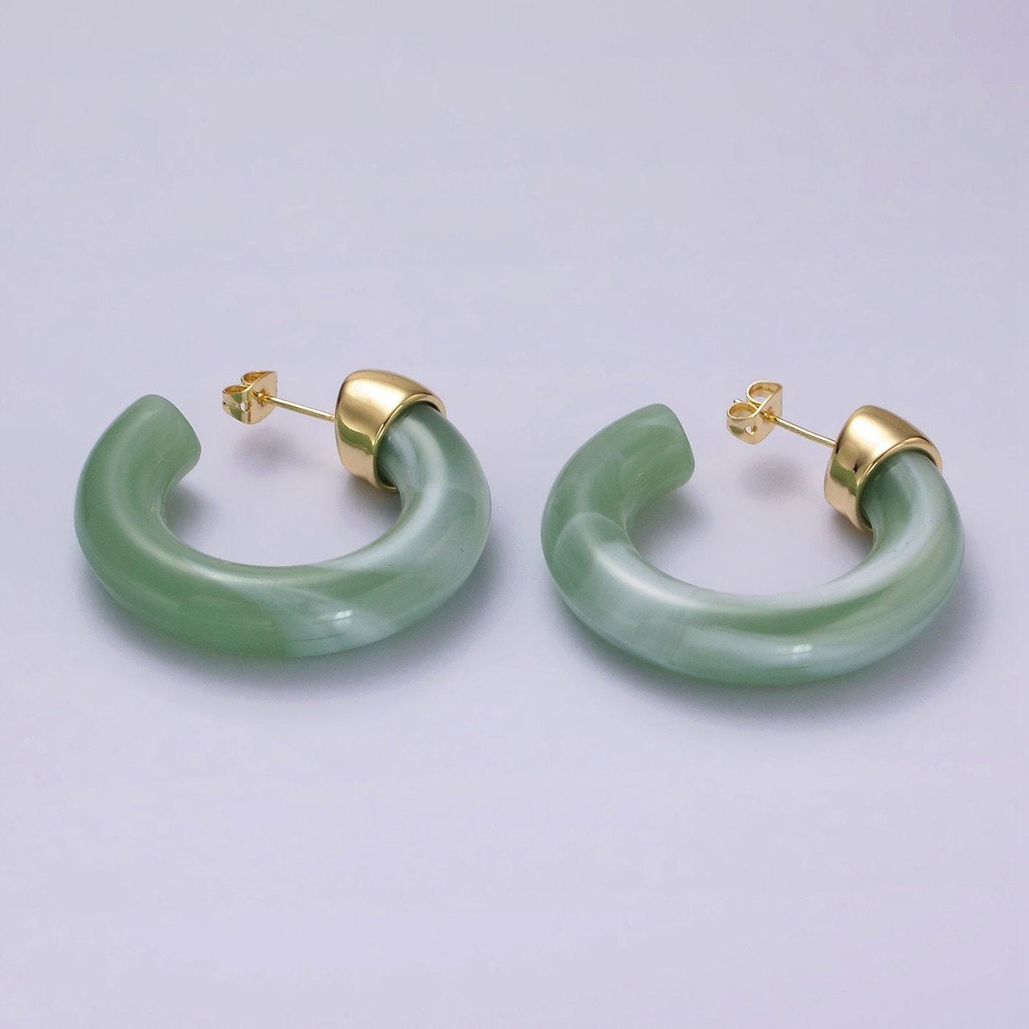 Neon marble acrylic resin geometric earrings hoop for women chunky c shaped hoops earrings trendy earring gift idea ae-189