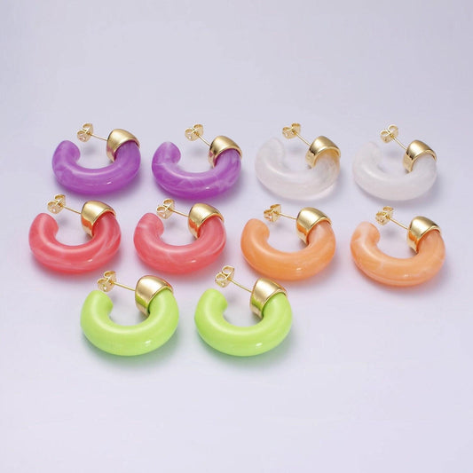 Neon acrylic hoop earrings large hoop earrings purple white pink green orange colorful hoops