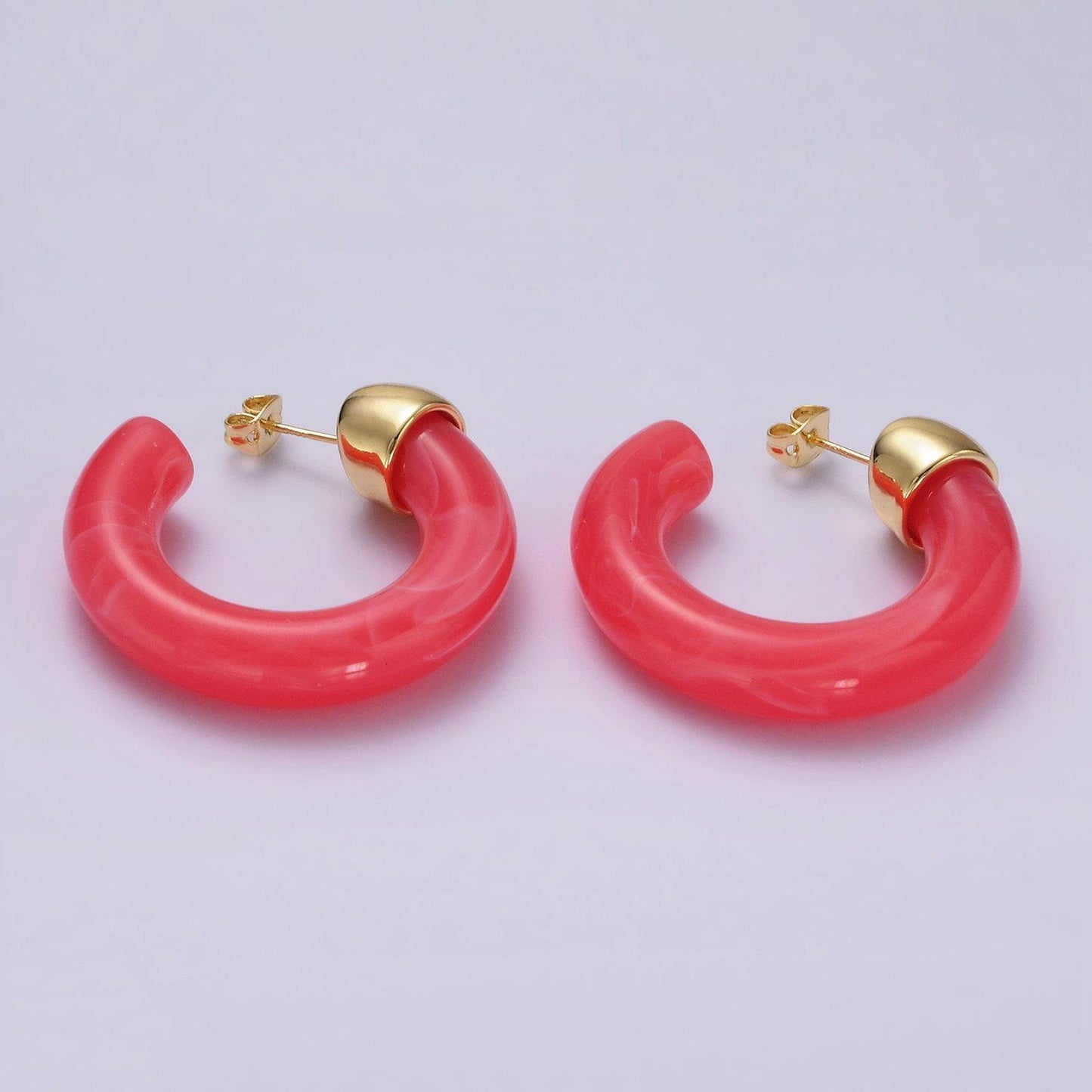 Neon marble acrylic resin geometric earrings hoop for women chunky c shaped hoops earrings trendy earring gift idea ae-189
