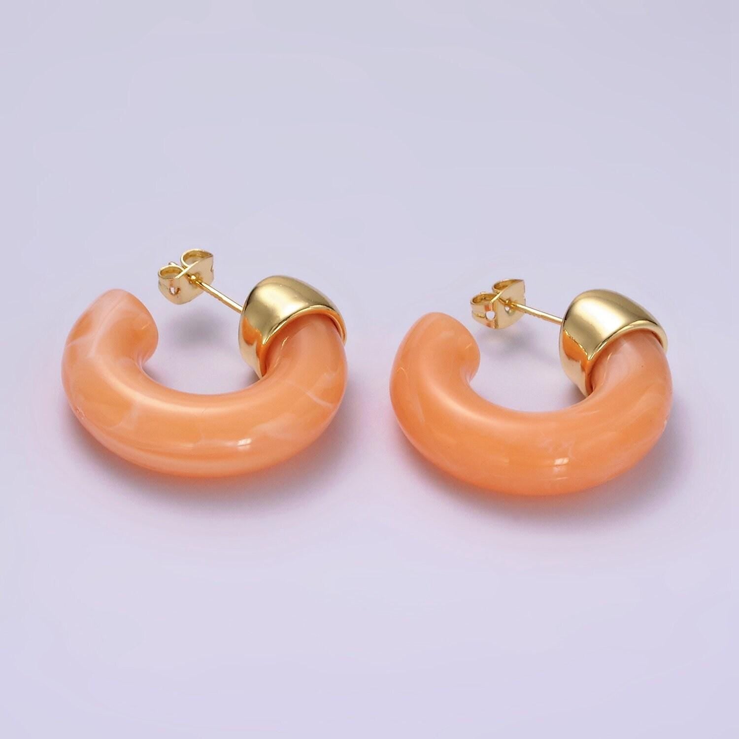 Neon acrylic hoop earrings large hoop earrings purple white pink green orange colorful hoops