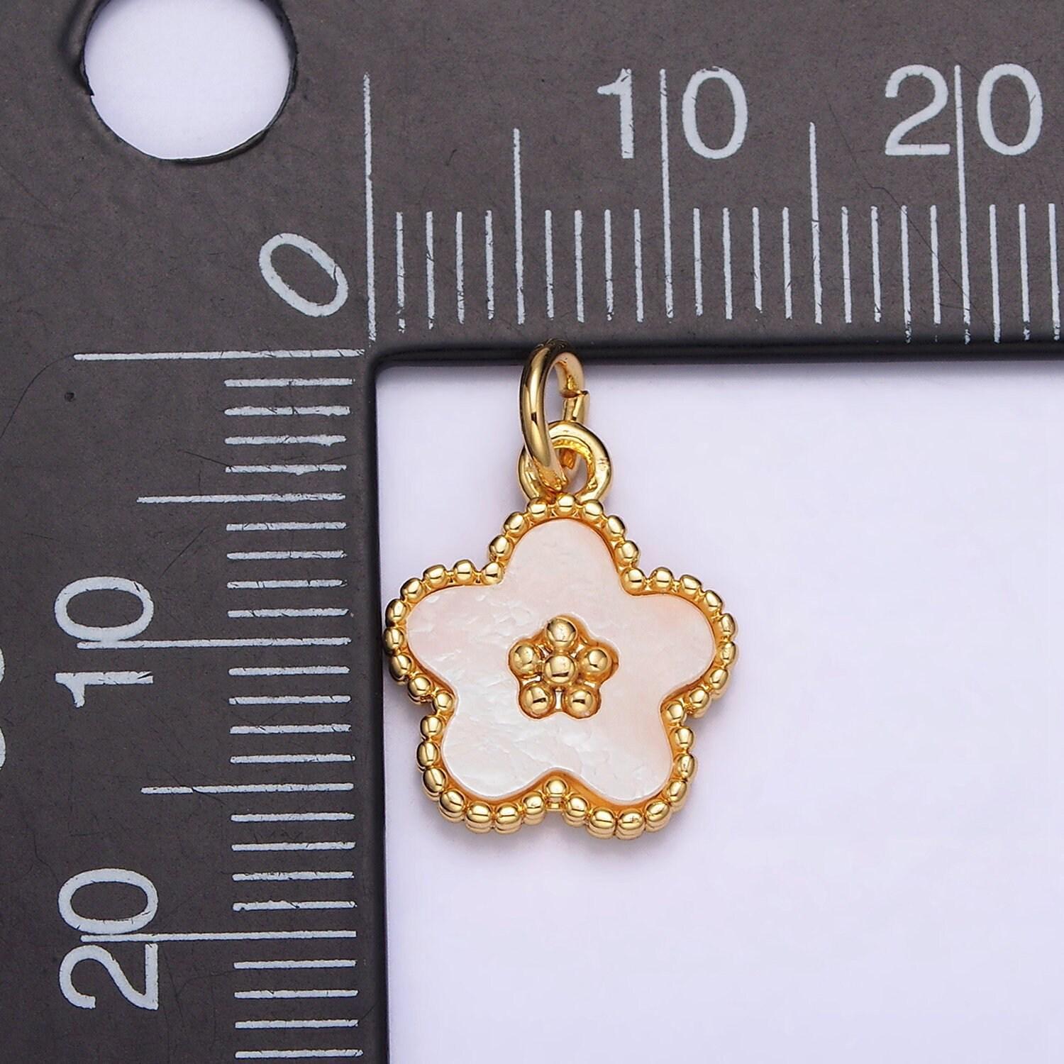 18k gold filled flower shell pearl beaded charm | ac1439
