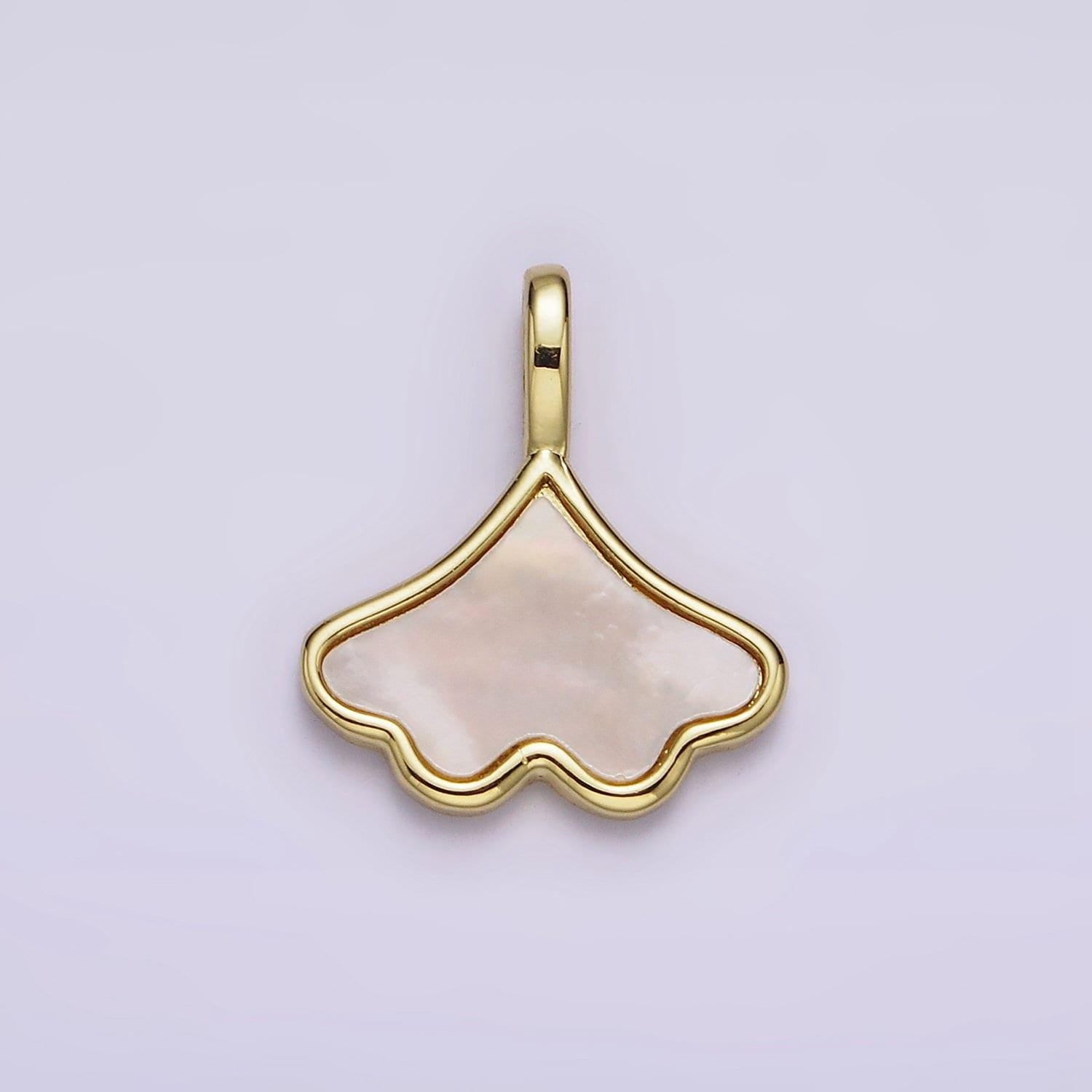 24k gold filled white shell pearl clam sea shell charm beach inspired cloud dangle charm | ac1425