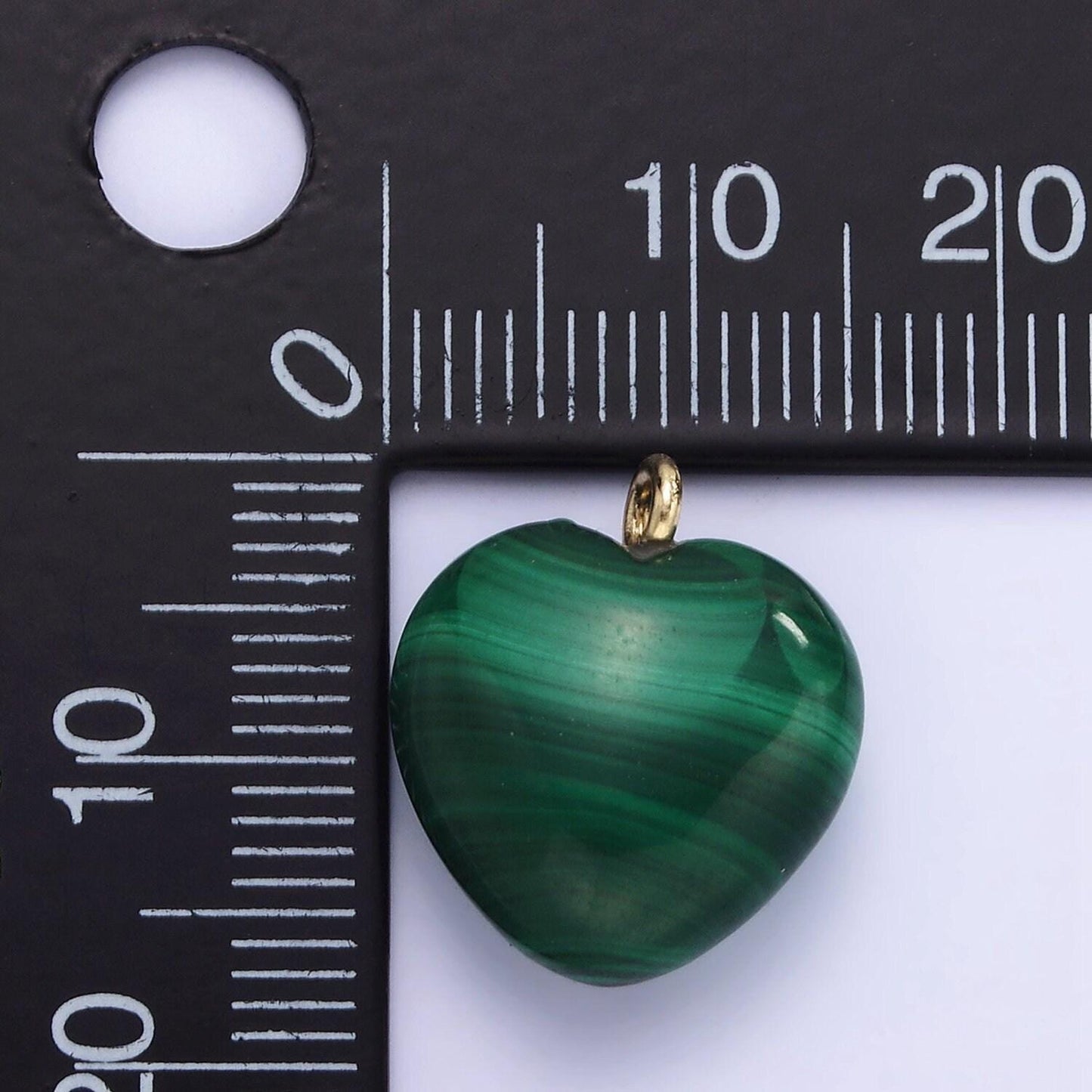 Genuine malachite charm puffy heart shape natural green malachite pendant, green dangle charm gemstone charm in 18k gold filled ac1368