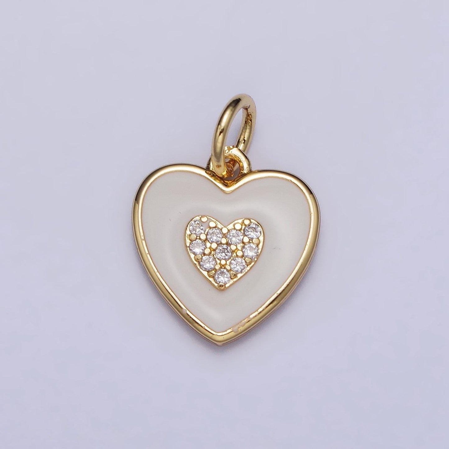 18k gold filled heart charm white enamel love for valentine jewelry making ac1021