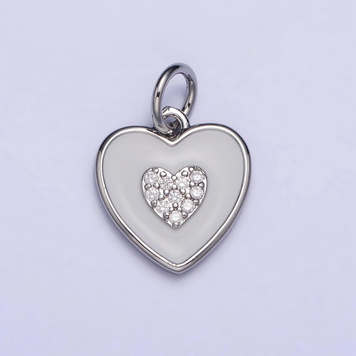 18k gold filled heart charm white enamel love for valentine jewelry making ac1021