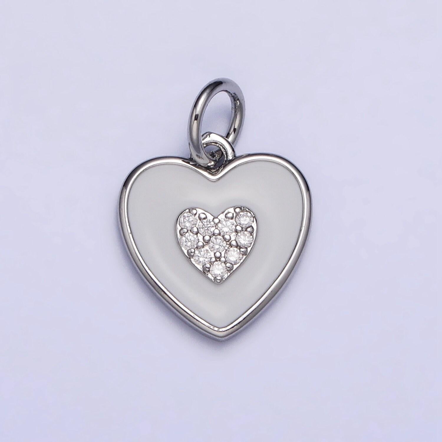 18k gold filled heart charm white enamel love for valentine jewelry making ac1021
