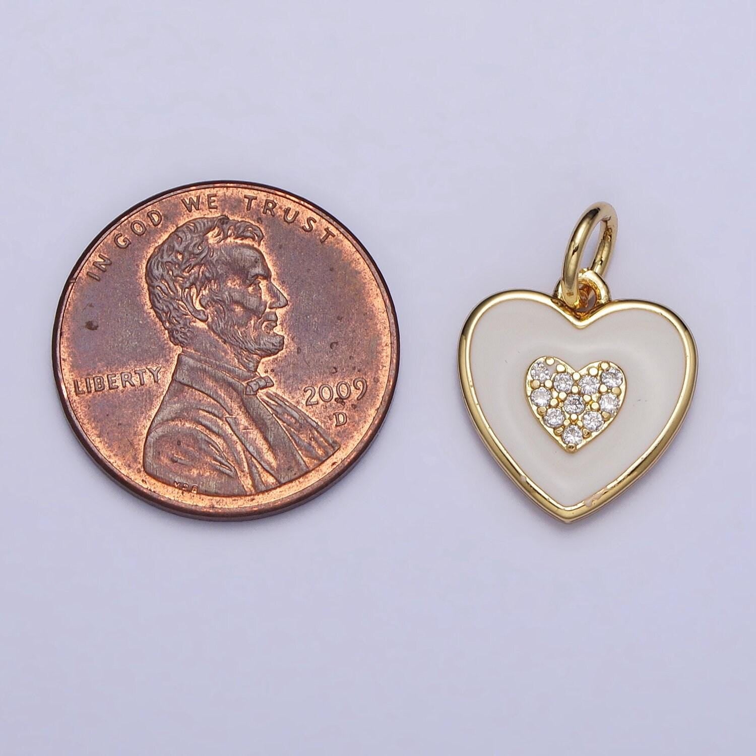 18k gold filled heart charm white enamel love for valentine jewelry making ac1021