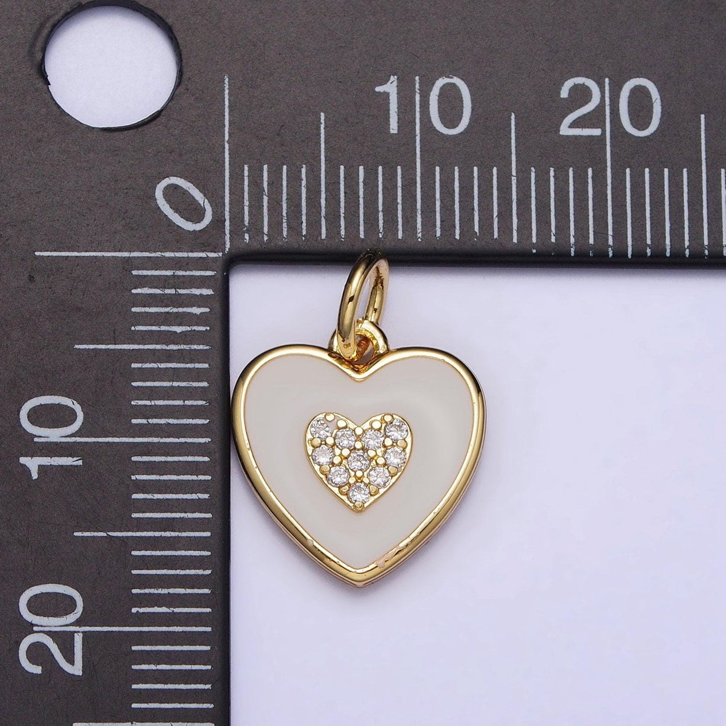 18k gold filled heart charm white enamel love for valentine jewelry making ac1021