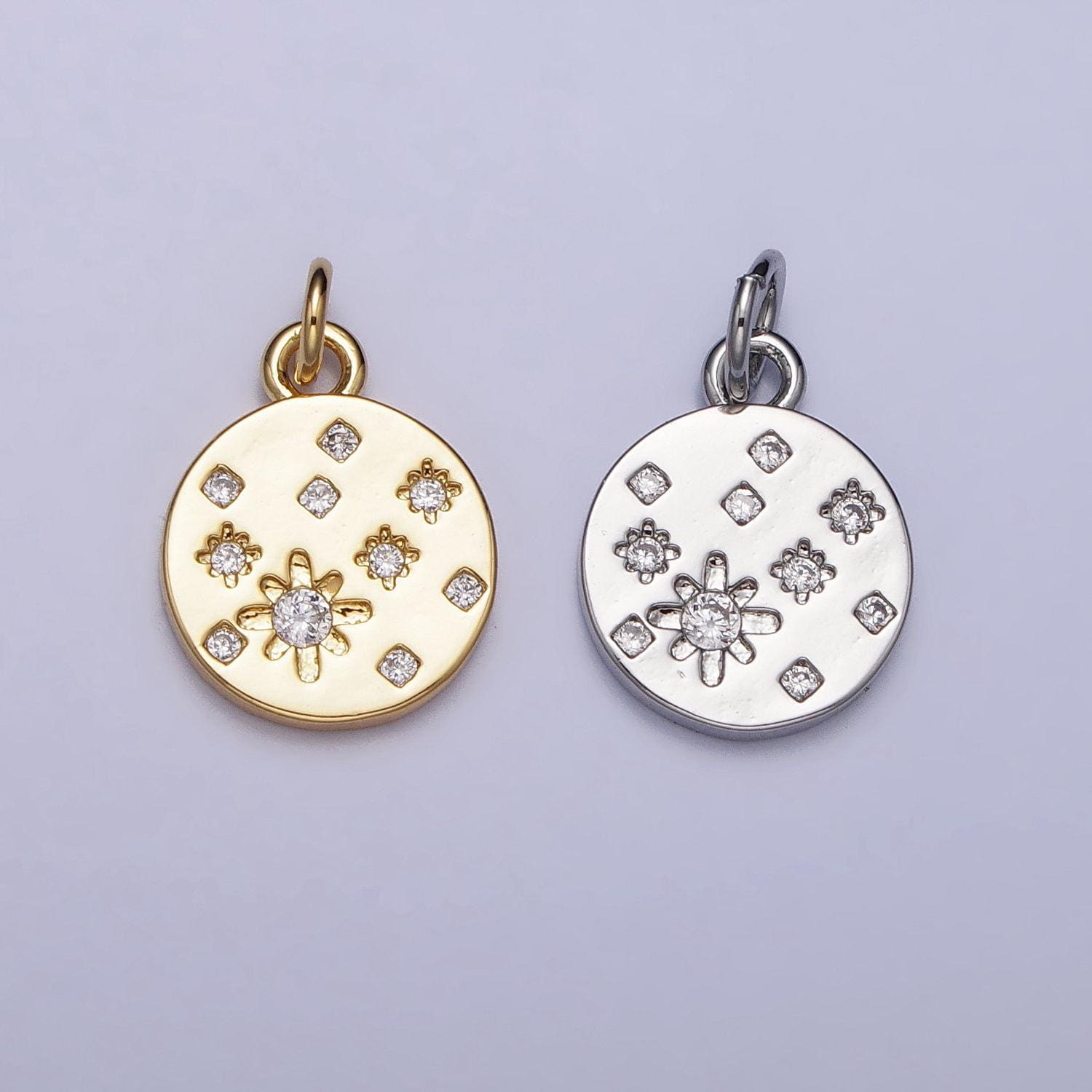 18k gold filled micro paved cz star charm coin charm celestial jewelry inspired | ac984